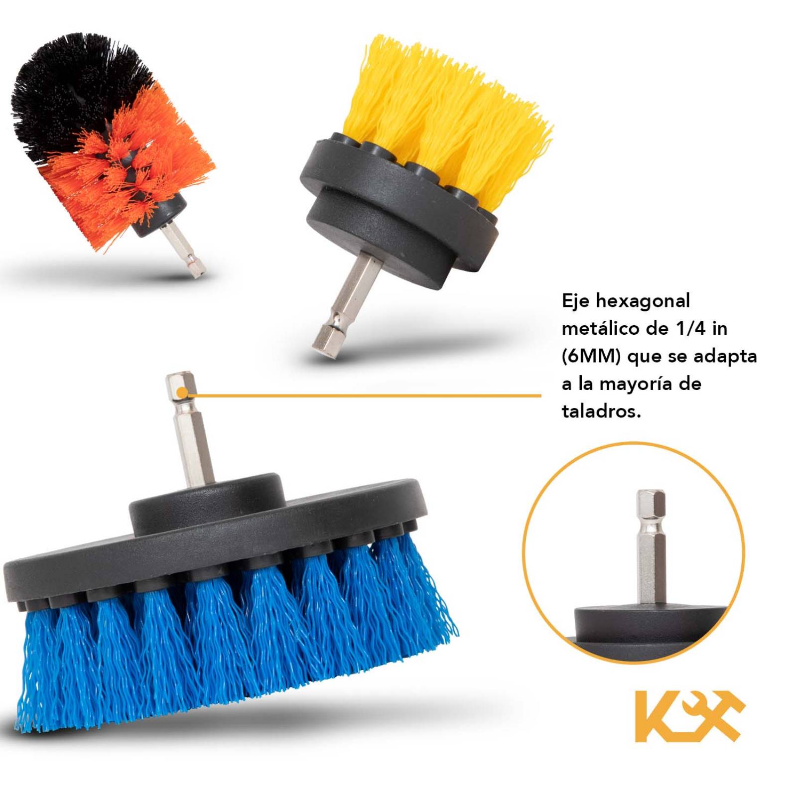 Kit Cepillo Para Taladro 10 Pzs Nailon Escobilla Limpieza