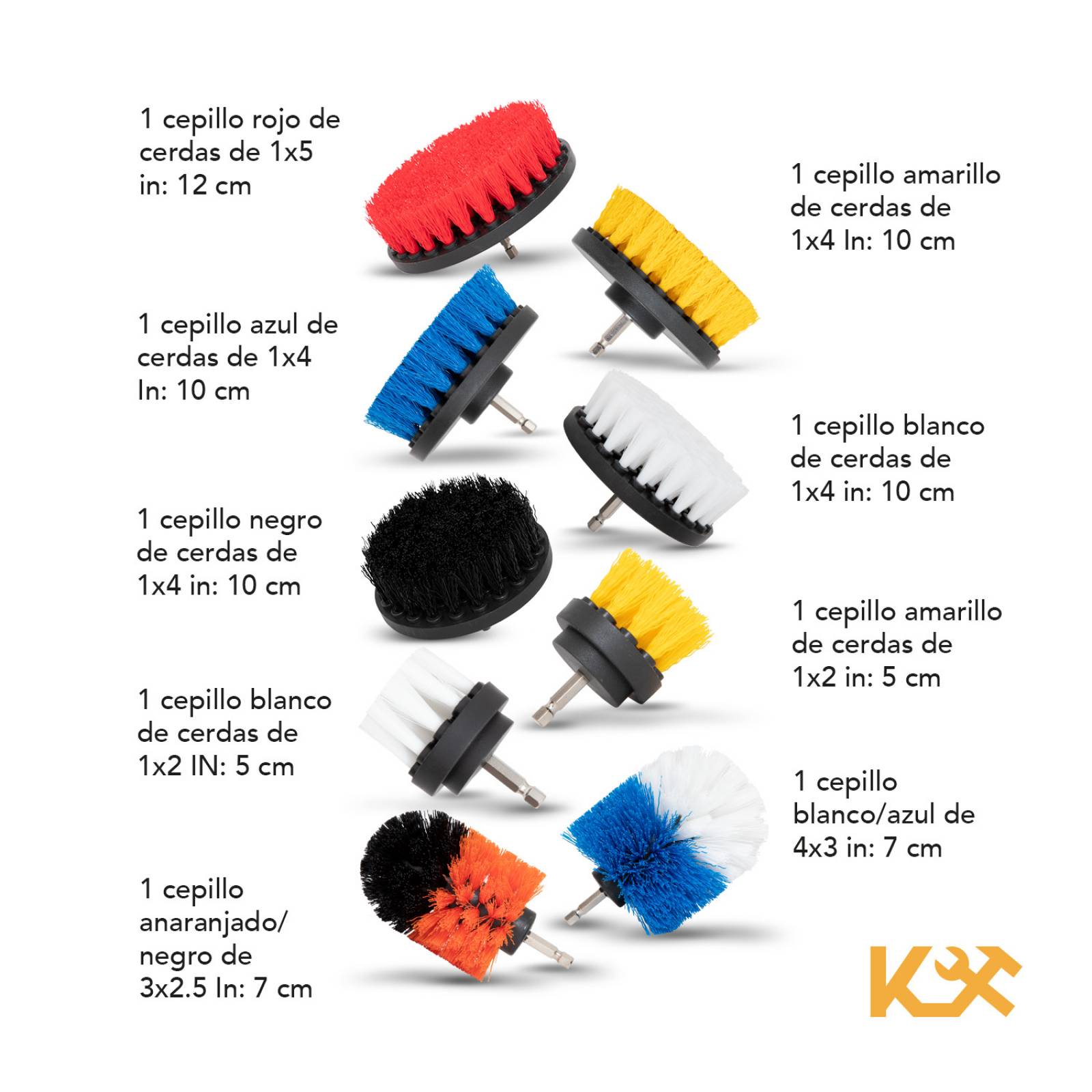 Kit Cepillo Para Taladro 10 Pzs Nailon Escobilla Limpieza