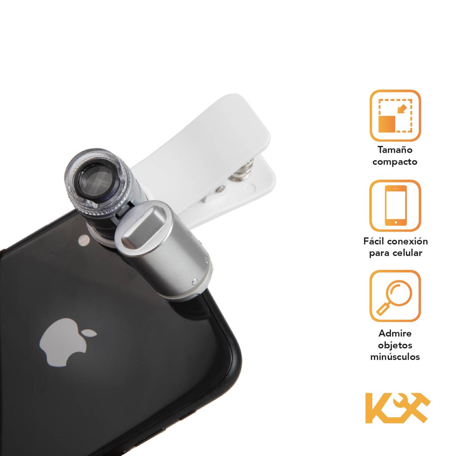 Lupa Para Celular Microscopio Universal Clip Zoom 60x Led Uv