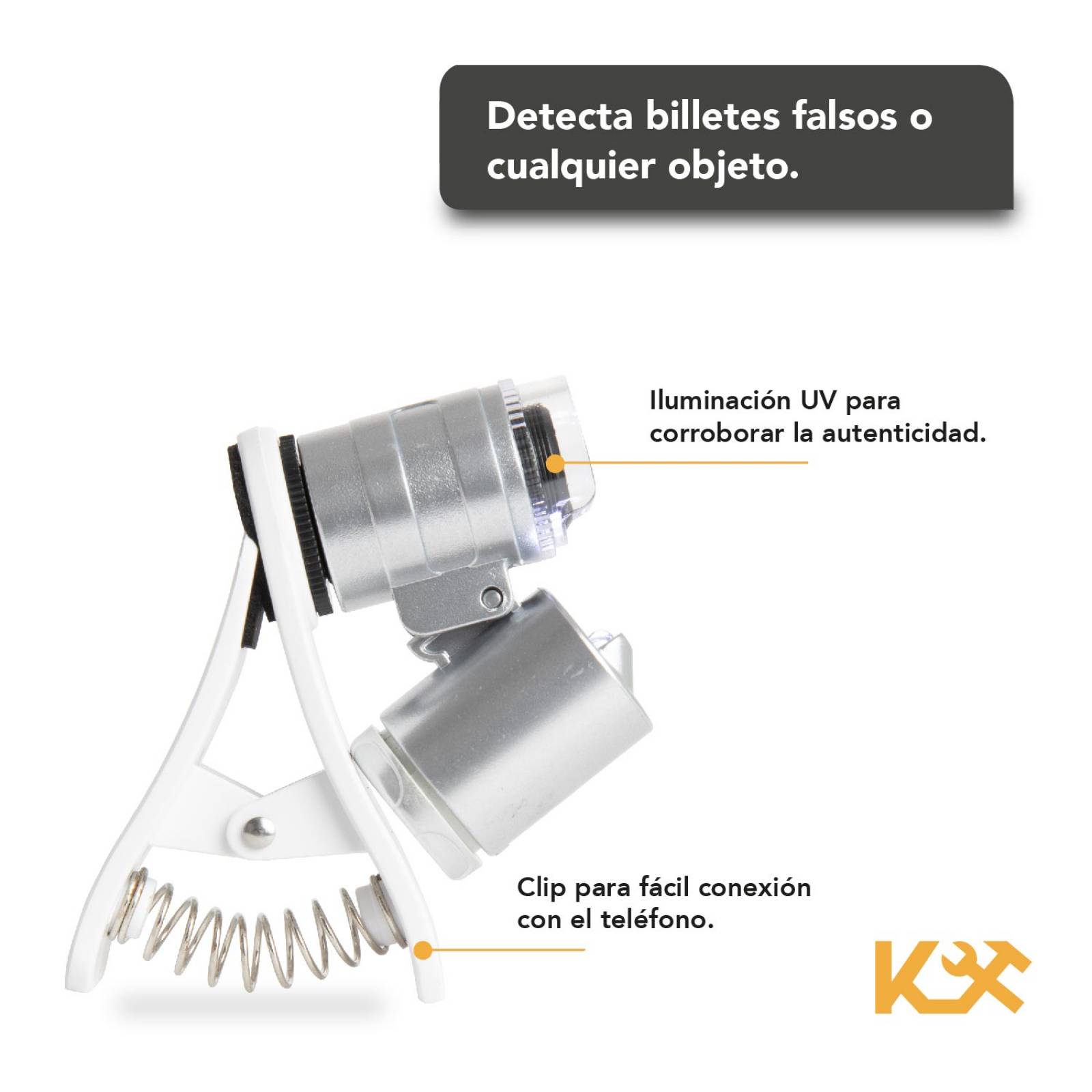 Lupa Para Celular Microscopio Universal Clip Zoom 60x Led Uv