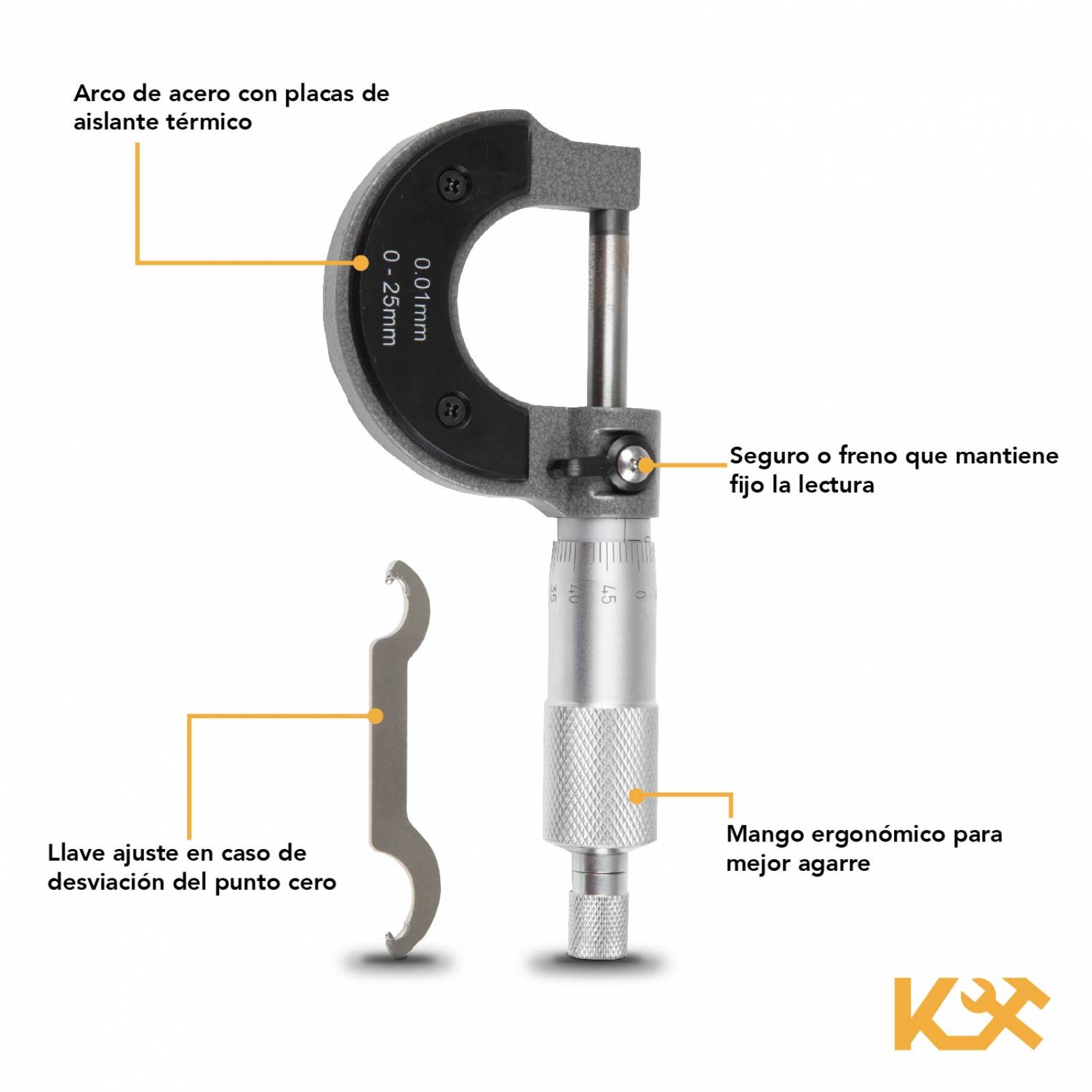 Micrometro Calibrador Exterior 0 A 25 Mm Medir Grosores
