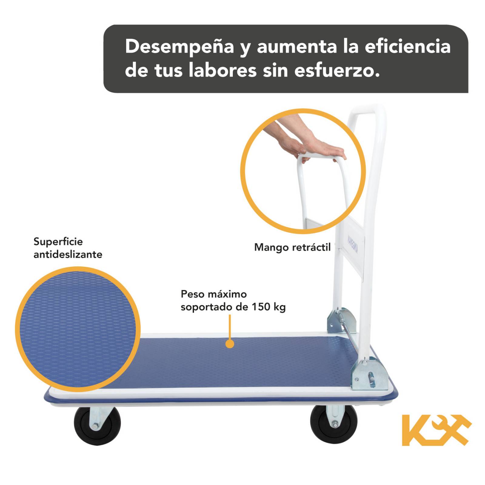 Carro Plataforma Carga 150 Kg Plegable Transportadora Acero
