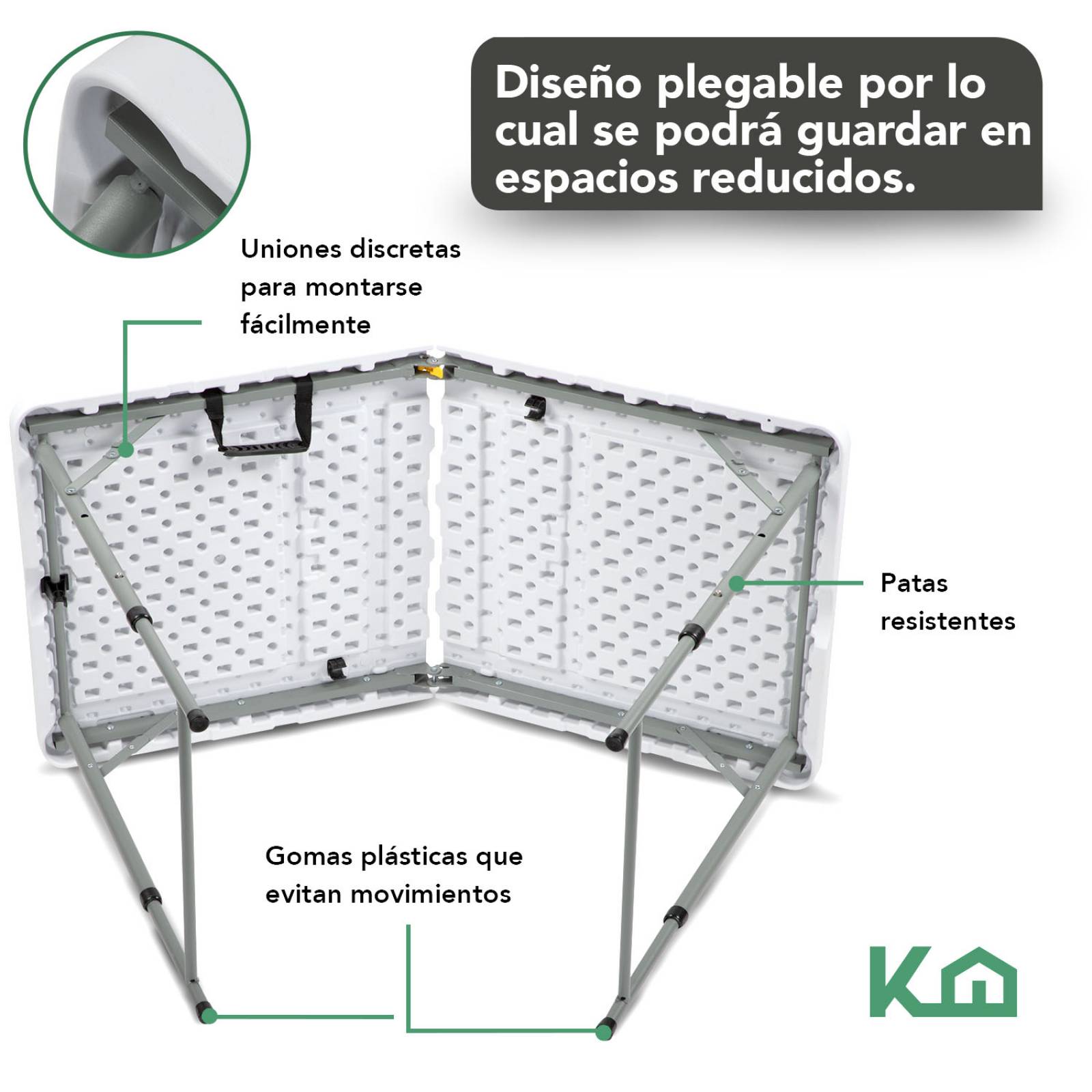 Mesa Plegable 120cm Portatil Portafolio Evento Fiesta Jardin