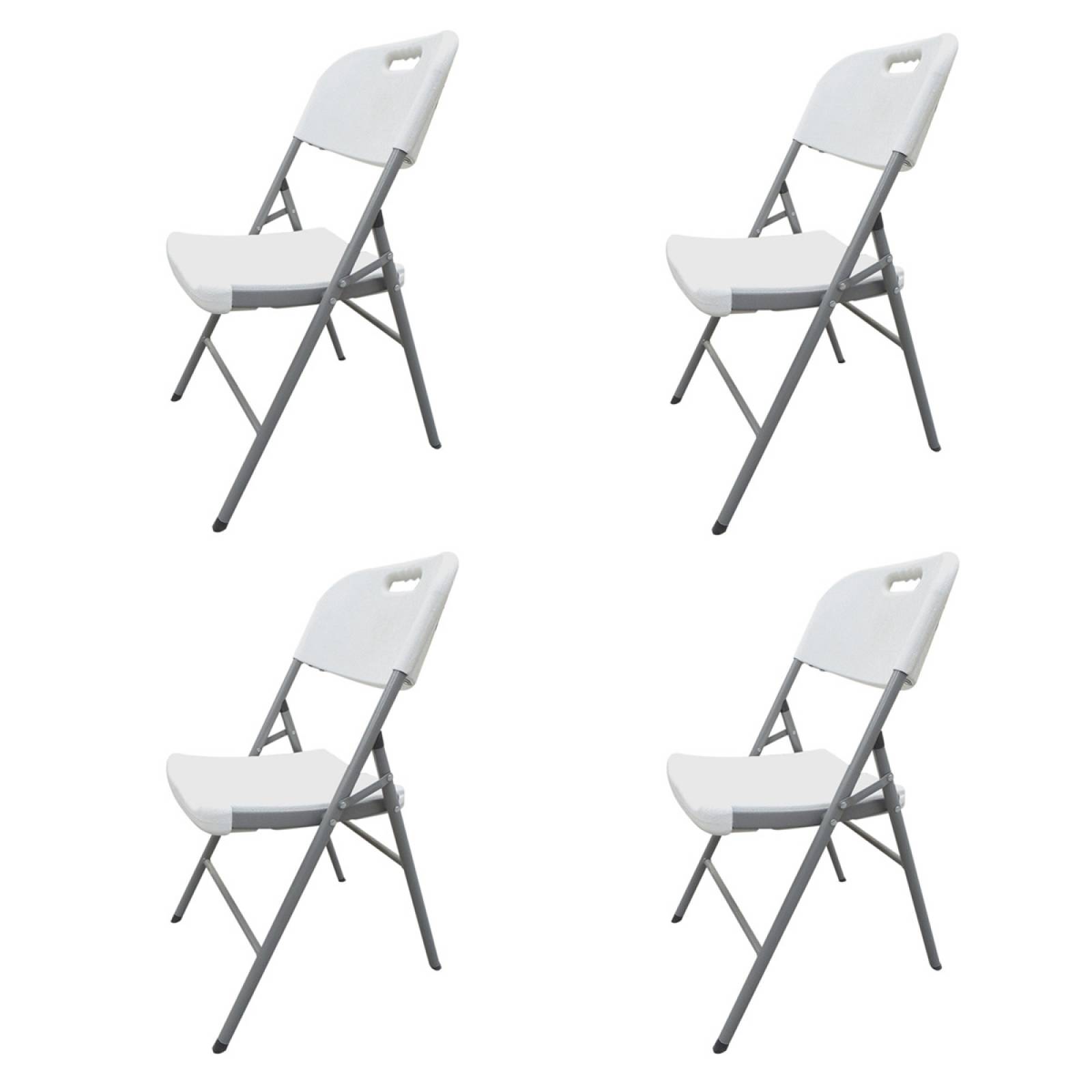 Paquete 4 Sillas Blancas Plegables Plastico Fiestas Eventos