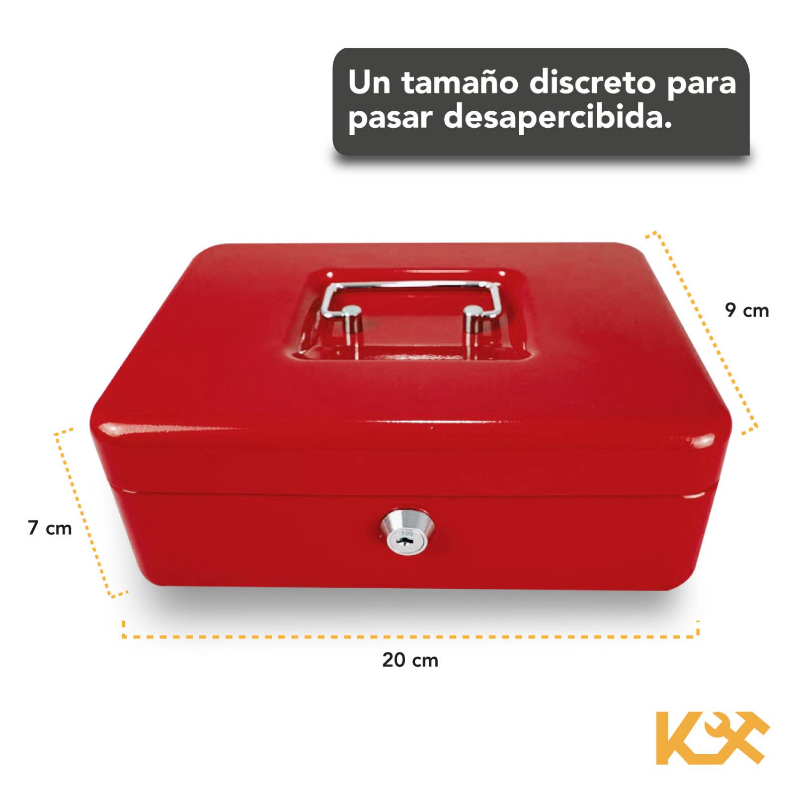 Caja Para Dinero 3 Separadores Metalica 20 Cm Llave Charola