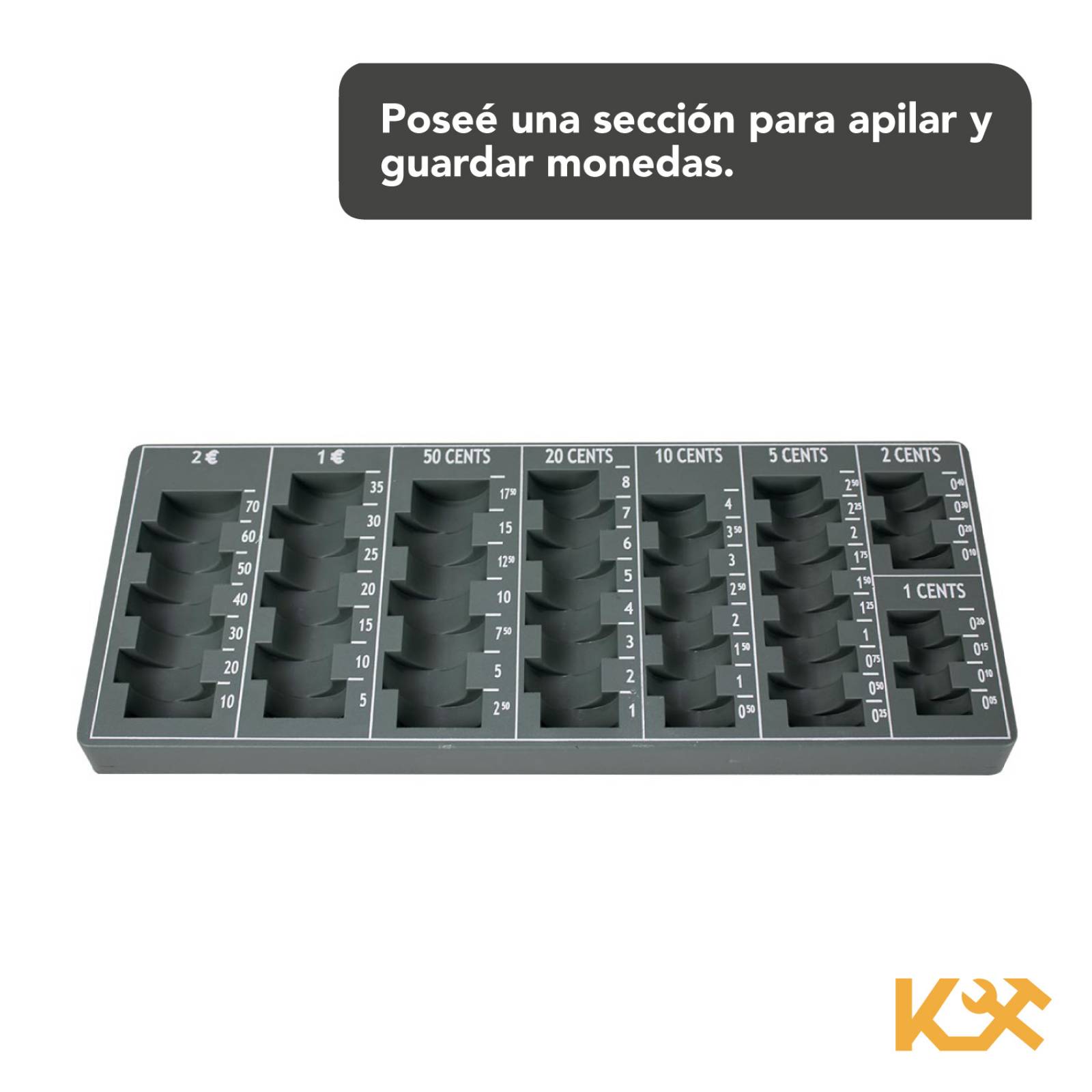 Caja Para Dinero 3 Separadores 30 Cm Charola Para Monedas