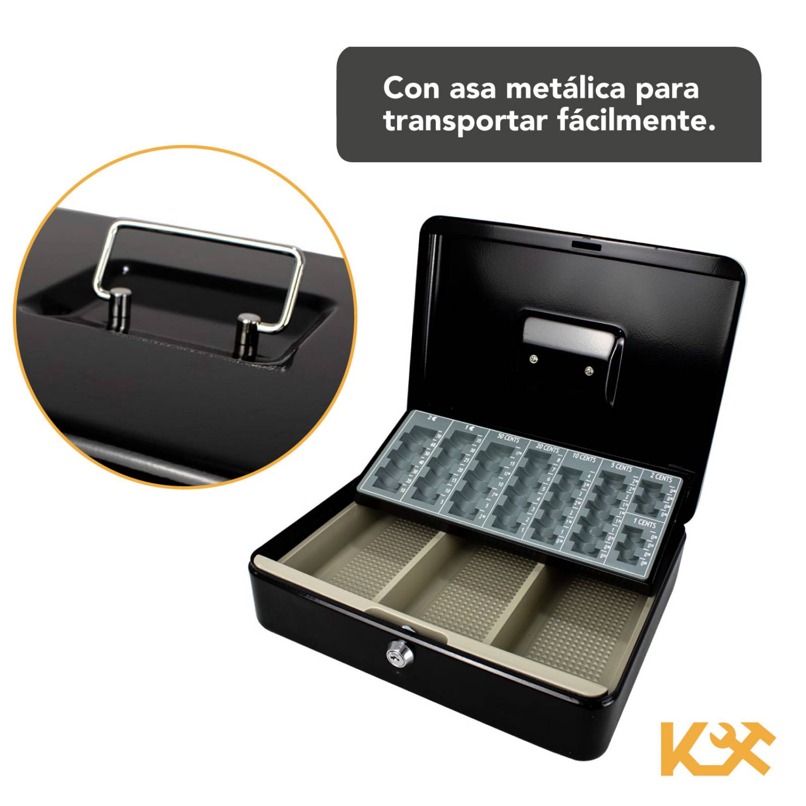 Caja Para Dinero 3 Separadores 30 Cm Charola Para Monedas