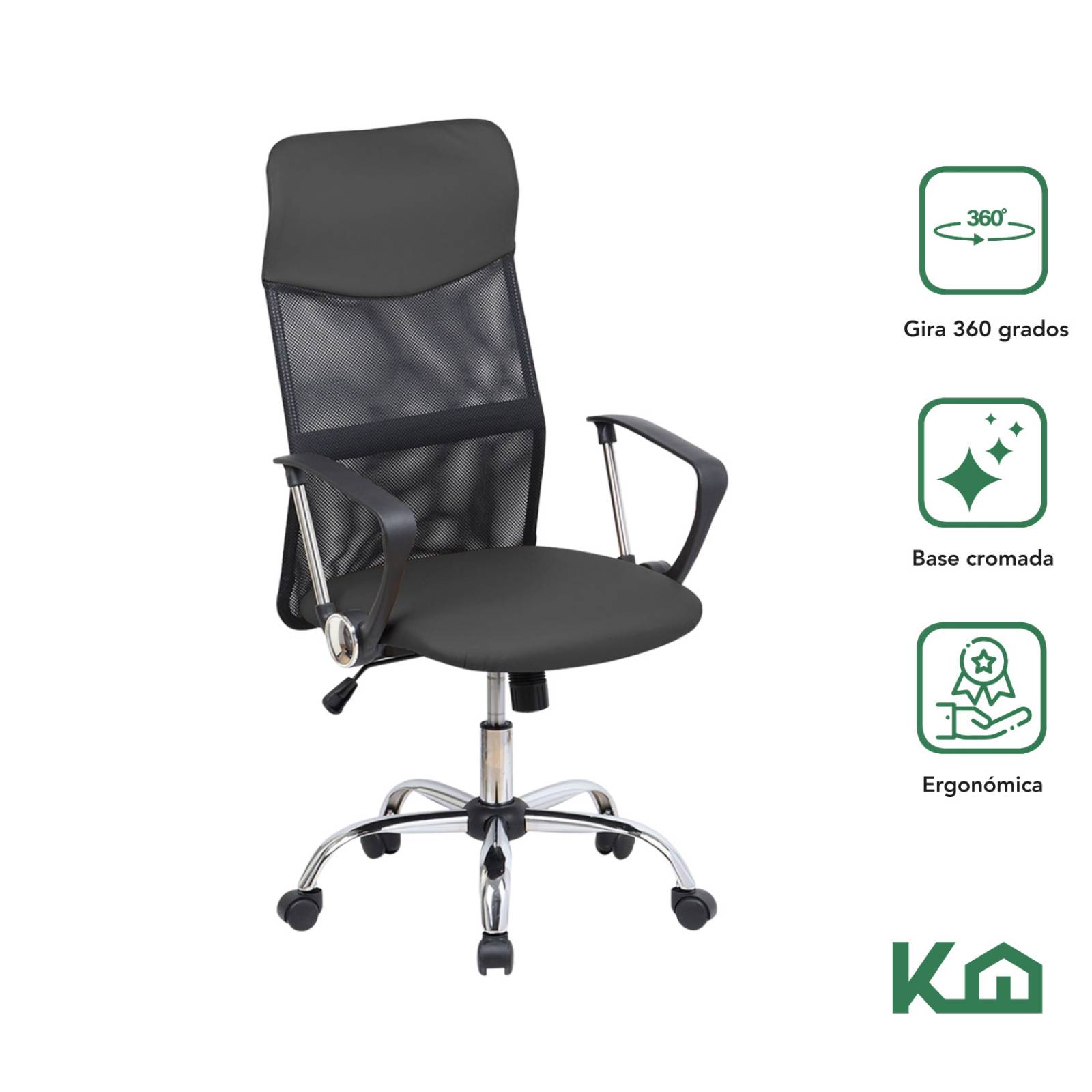Silla De Oficina Ejecutiva Ergonomica Mesch Piel Sintetica