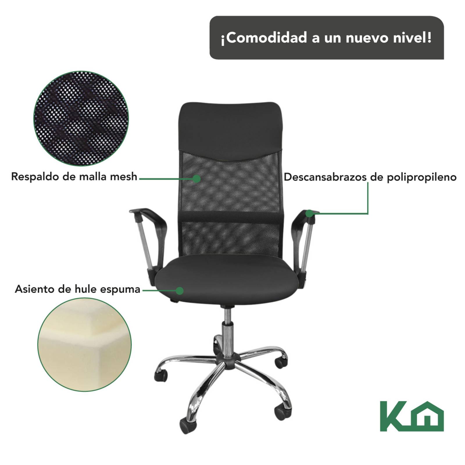 Silla De Oficina Ejecutiva Ergonomica Mesch Piel Sintetica