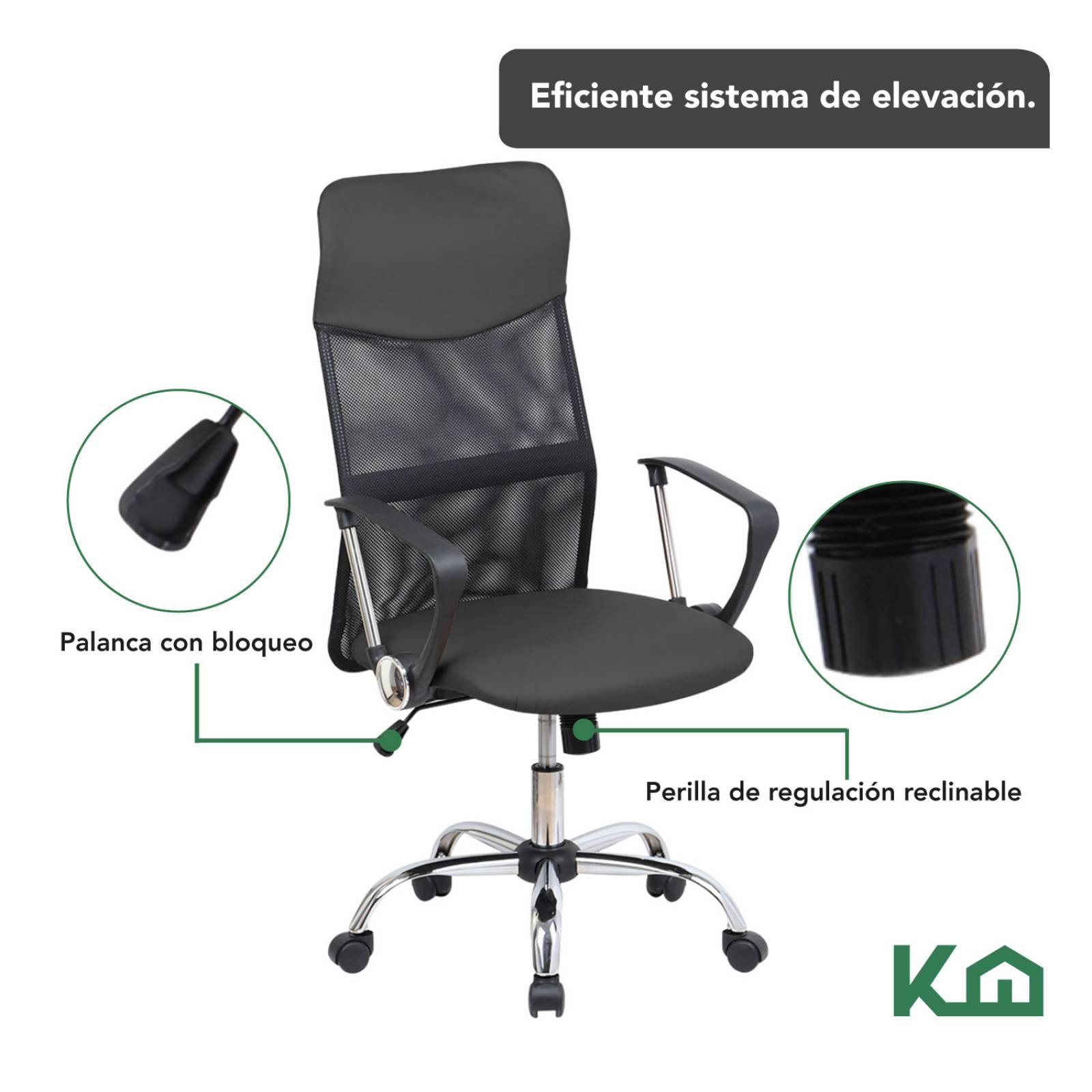 Silla De Oficina Ejecutiva Ergonomica Mesch Piel Sintetica