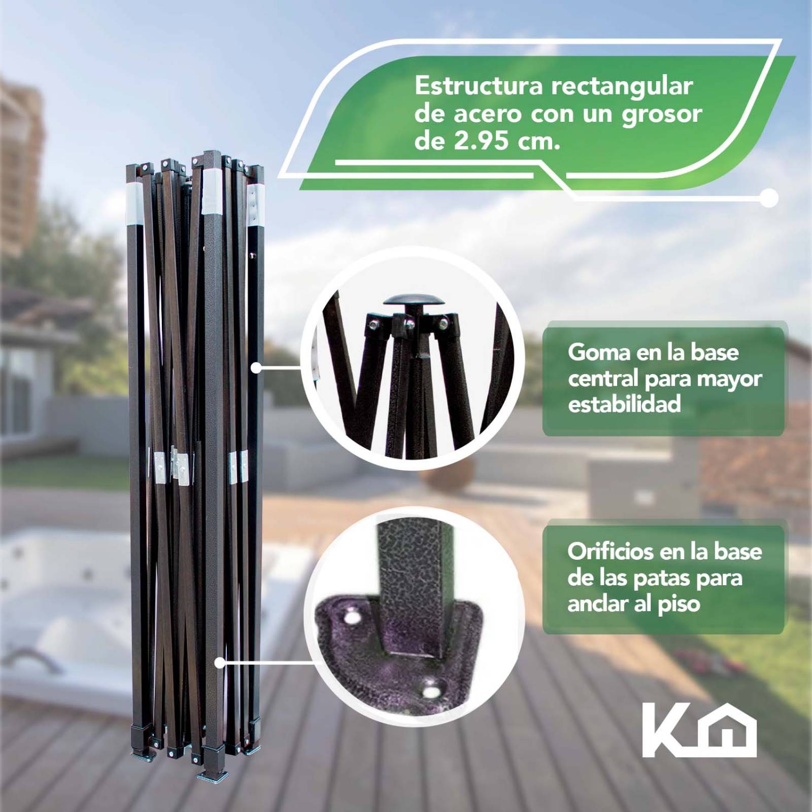 Toldo Carpa Impermeable Plegable Acero 2x2 Jardin Con Bolsa