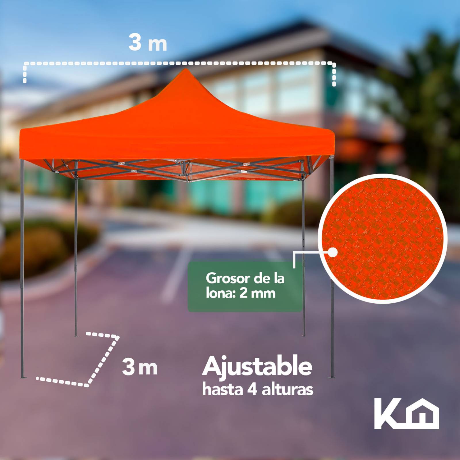 Toldo Carpa Impermeable Plegable Portatil Acero 3x3 + Bolsa