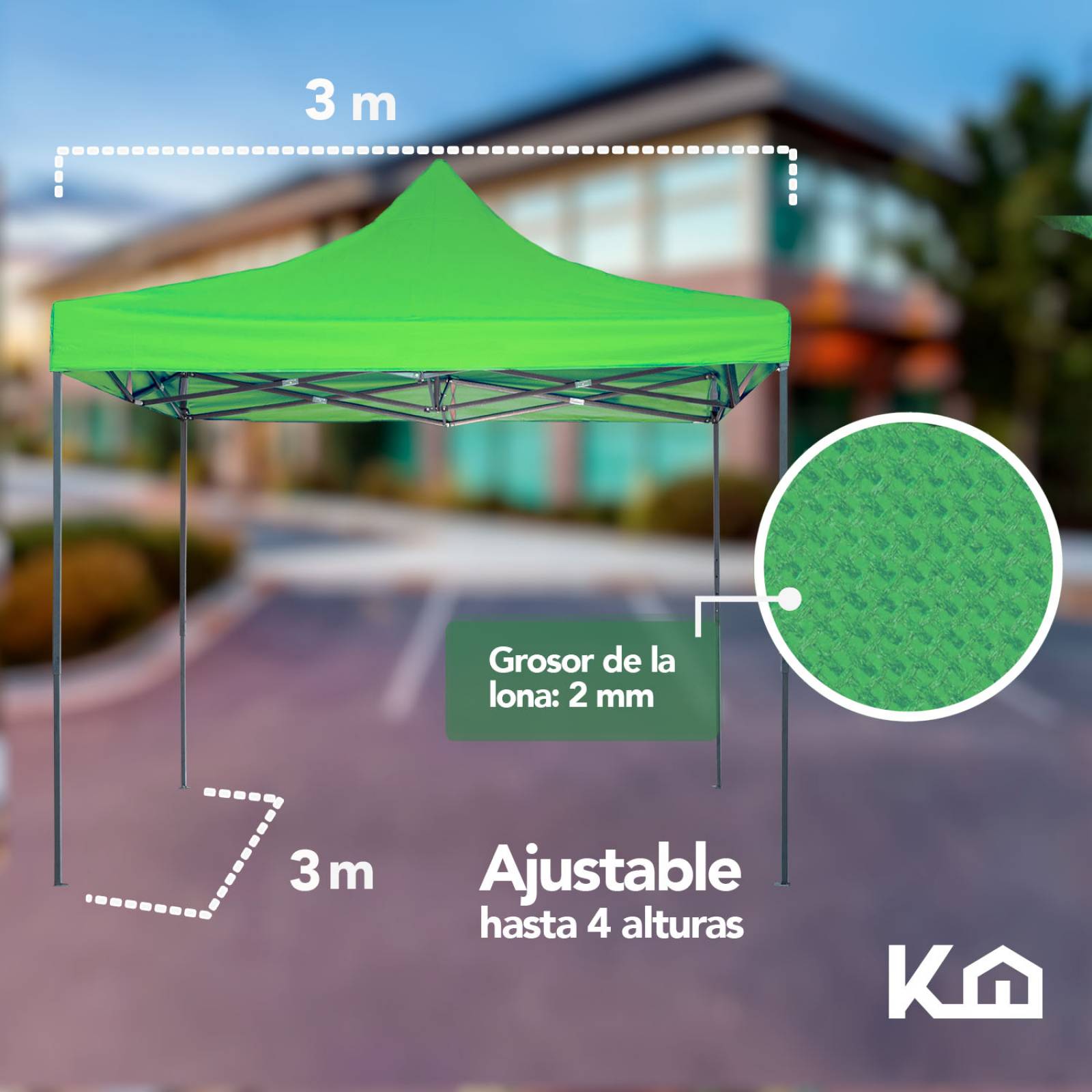 Toldo Carpa Impermeable Plegable Portatil Acero 3x3 + Bolsa