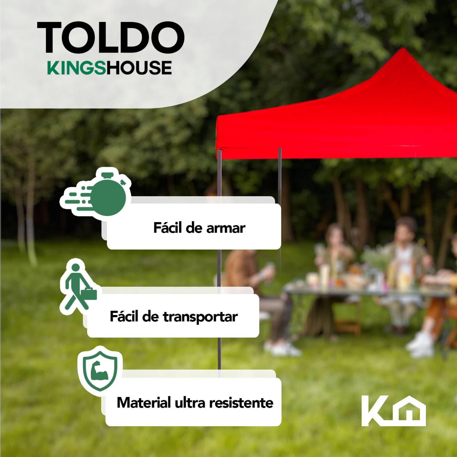 Toldo Carpa Plegable Impermeable 3x4.5m + Bolsa Transporte