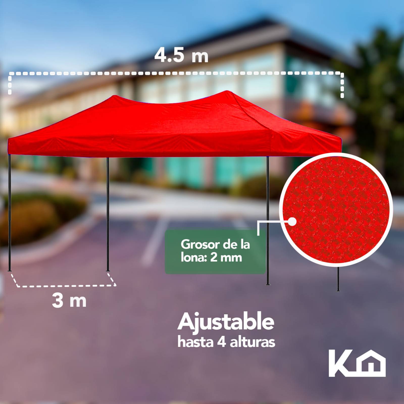 Toldo Carpa Plegable Impermeable 3x4.5m + Bolsa Transporte