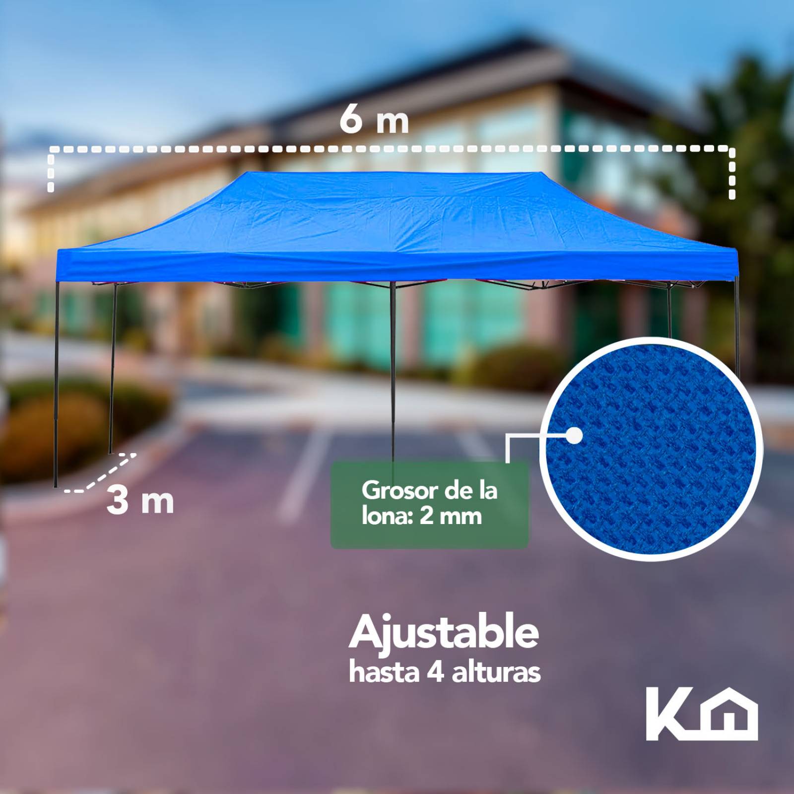 Toldo Carpa Plegable Impermeable 3x6m + Bolsa Transportadora