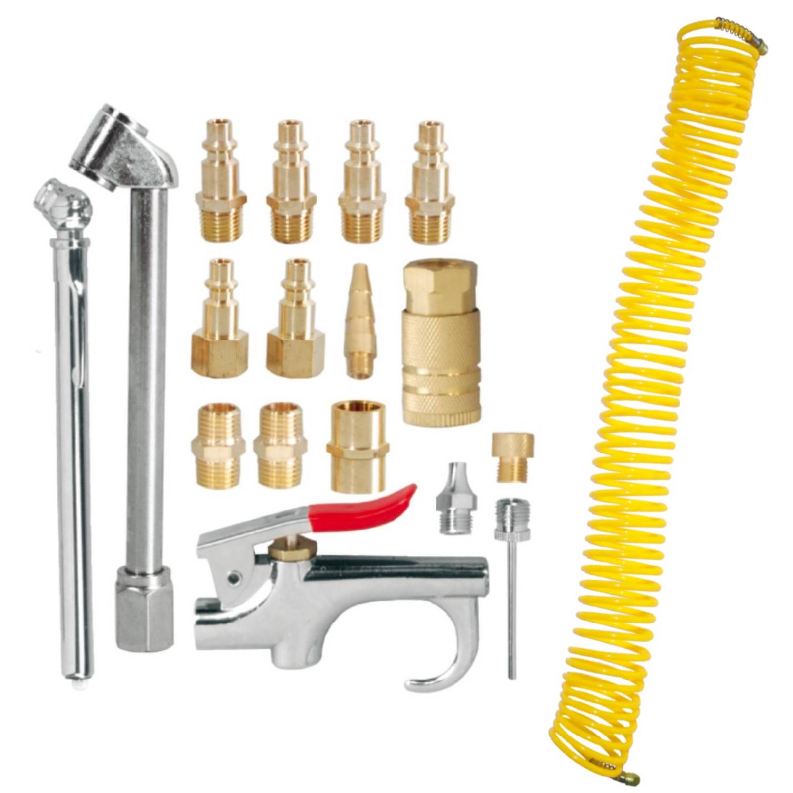 Kit Accersorios Para Compresor Manguera 15 M Aire 18 Piezas
