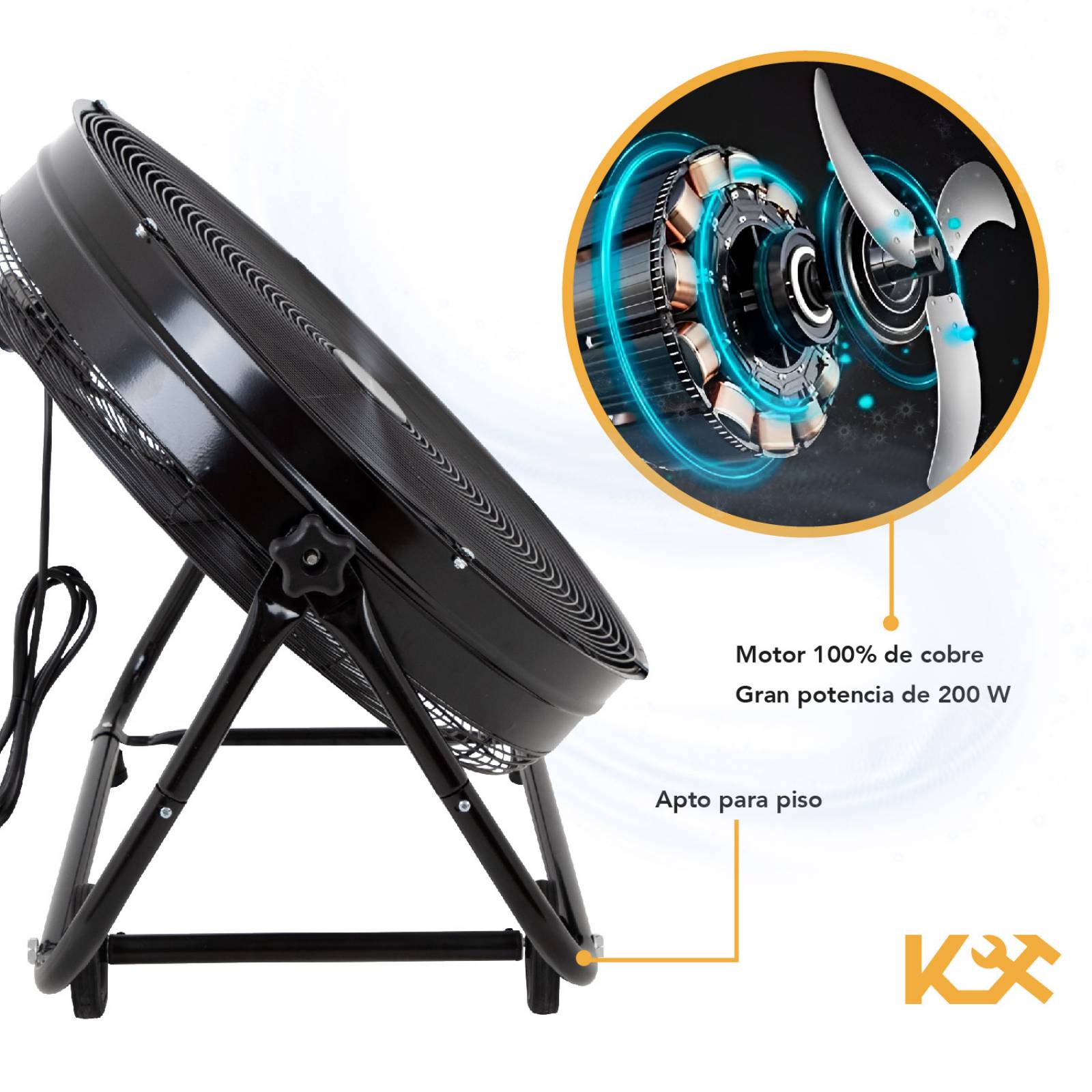Ventilador Piso Industrial Portatil 24 Pulgada Aluminio 200w