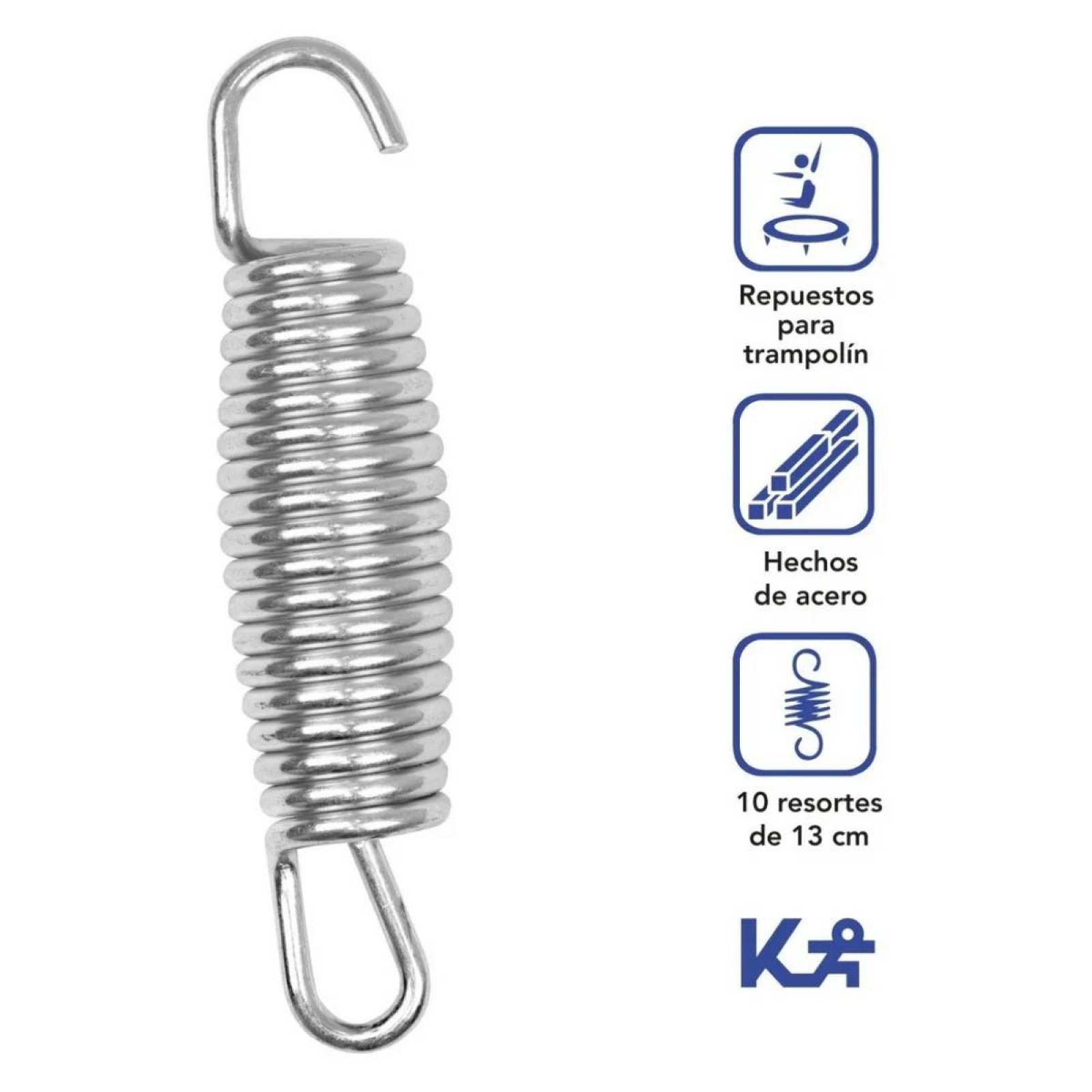 Juego Resortes 13 Cm 10pzas Trampolin Brincolin Repuesto 8ft