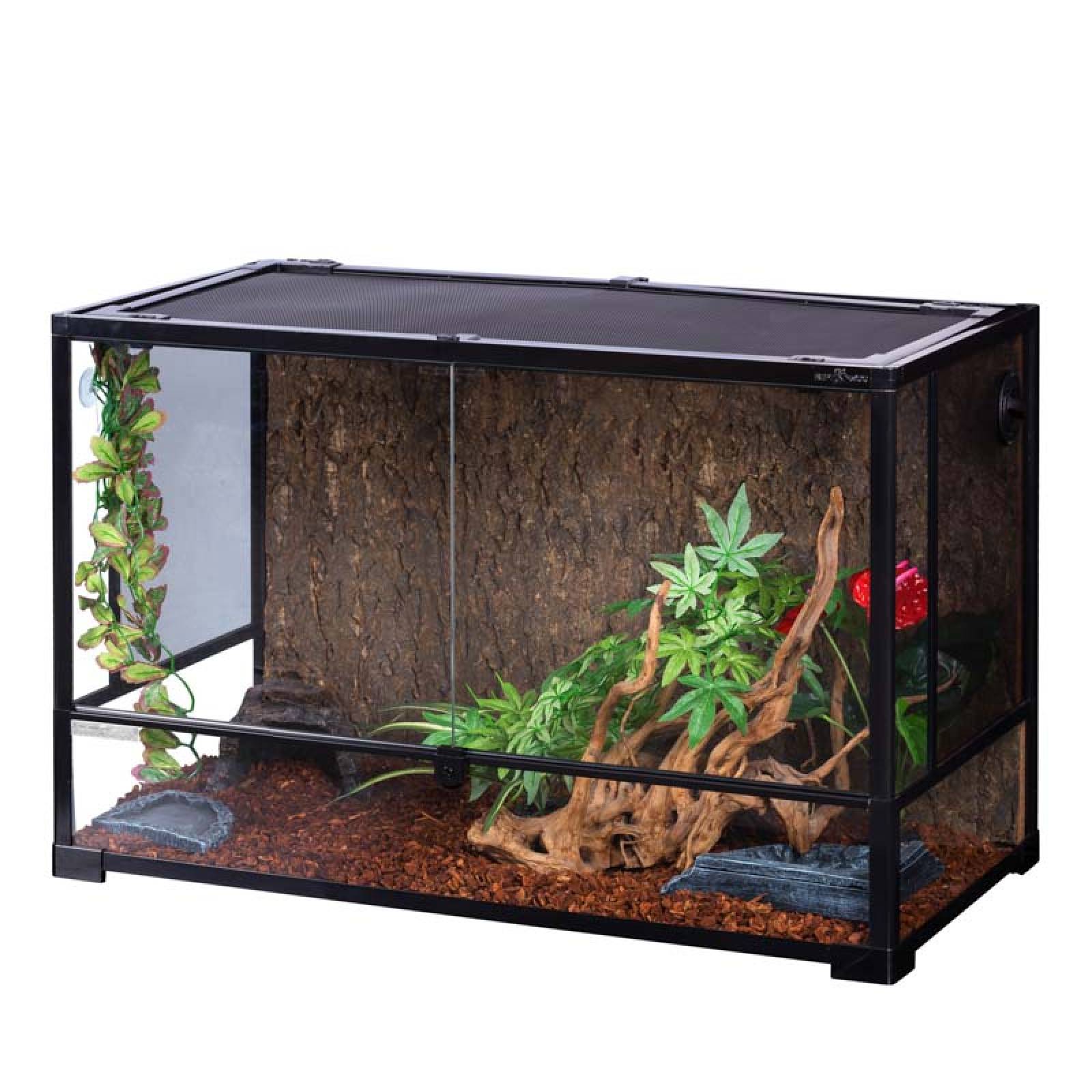 Reptizoo Terrario de Cristal para Reptiles de 250 Litros , 91.4 cm x 45.7 cm x 60 cm. Habitat con doble puerta frontal abatible, ventilación superior y lateral.