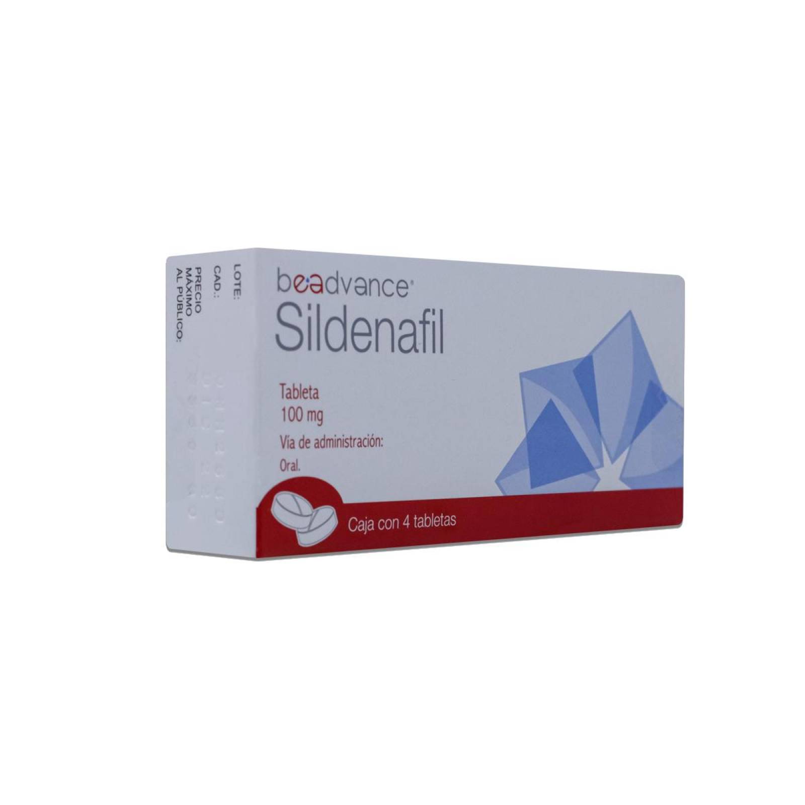 Sildenafil Beadvance, 4 Tabletas De 100 Mg, Ultra