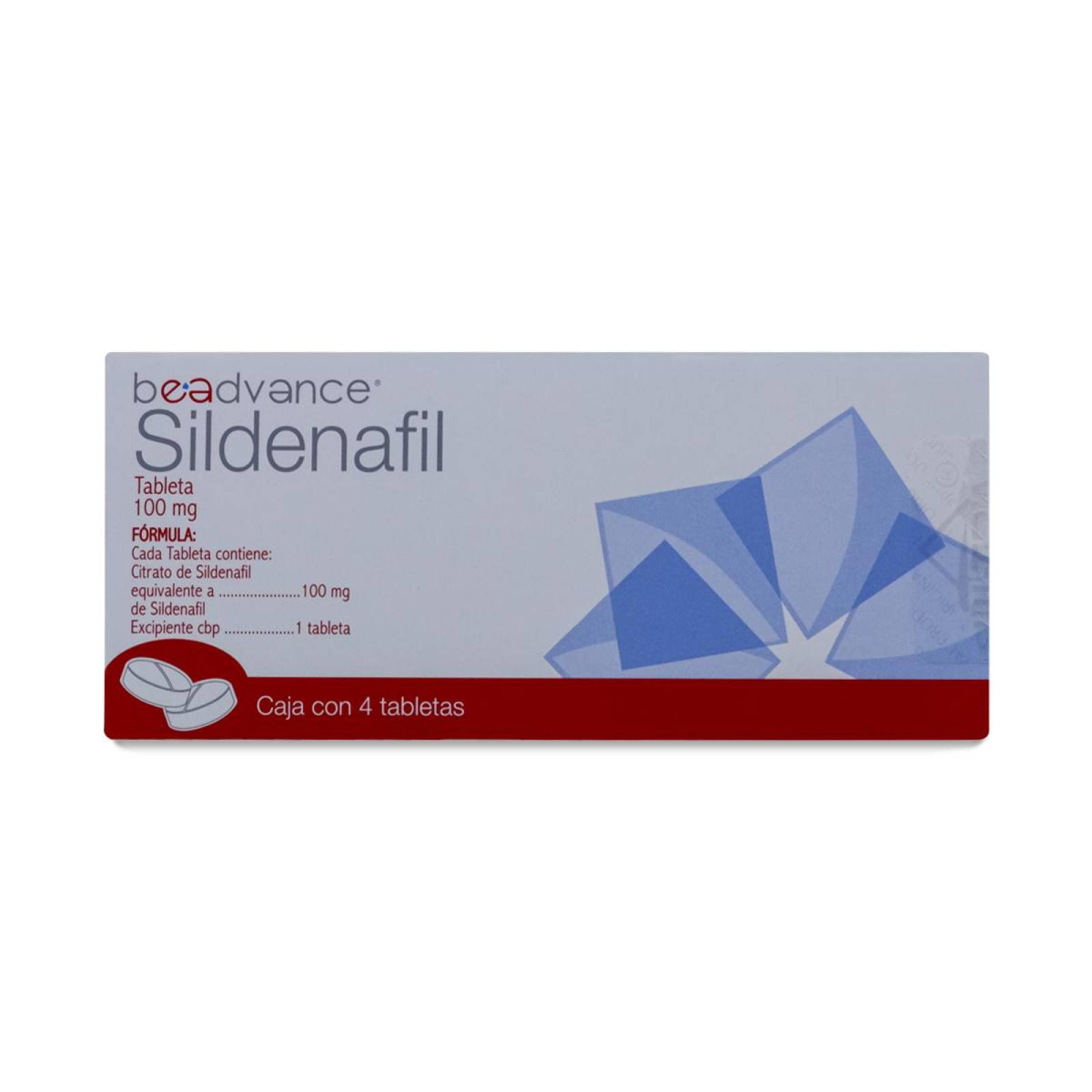 Sildenafil Beadvance, 4 Tabletas De 100 Mg, Ultra