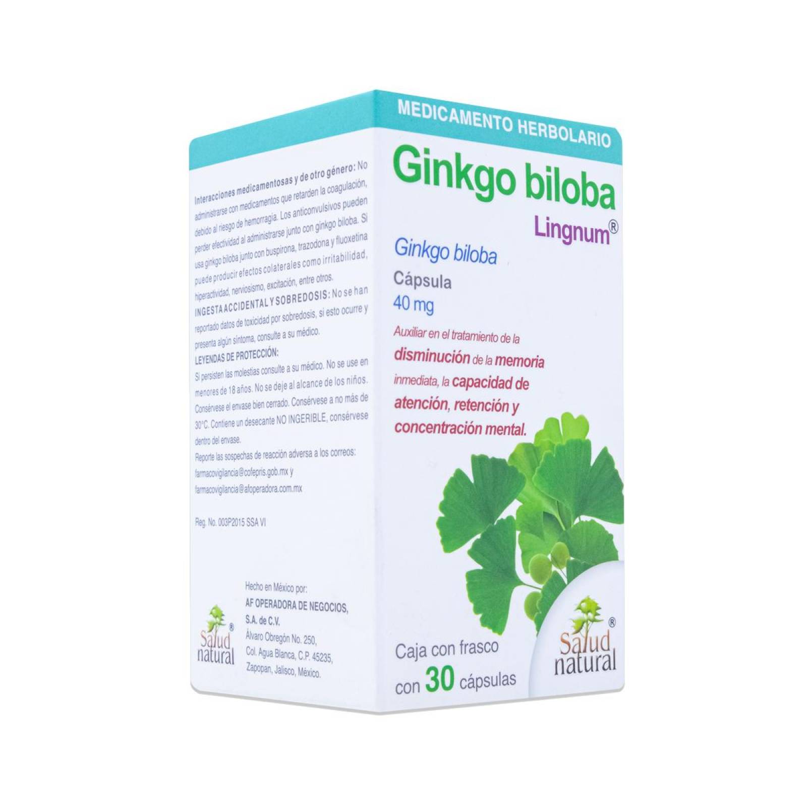 Ginkgo Biloba Lingnum Frasco Con 30 Caps, Salud Natural 