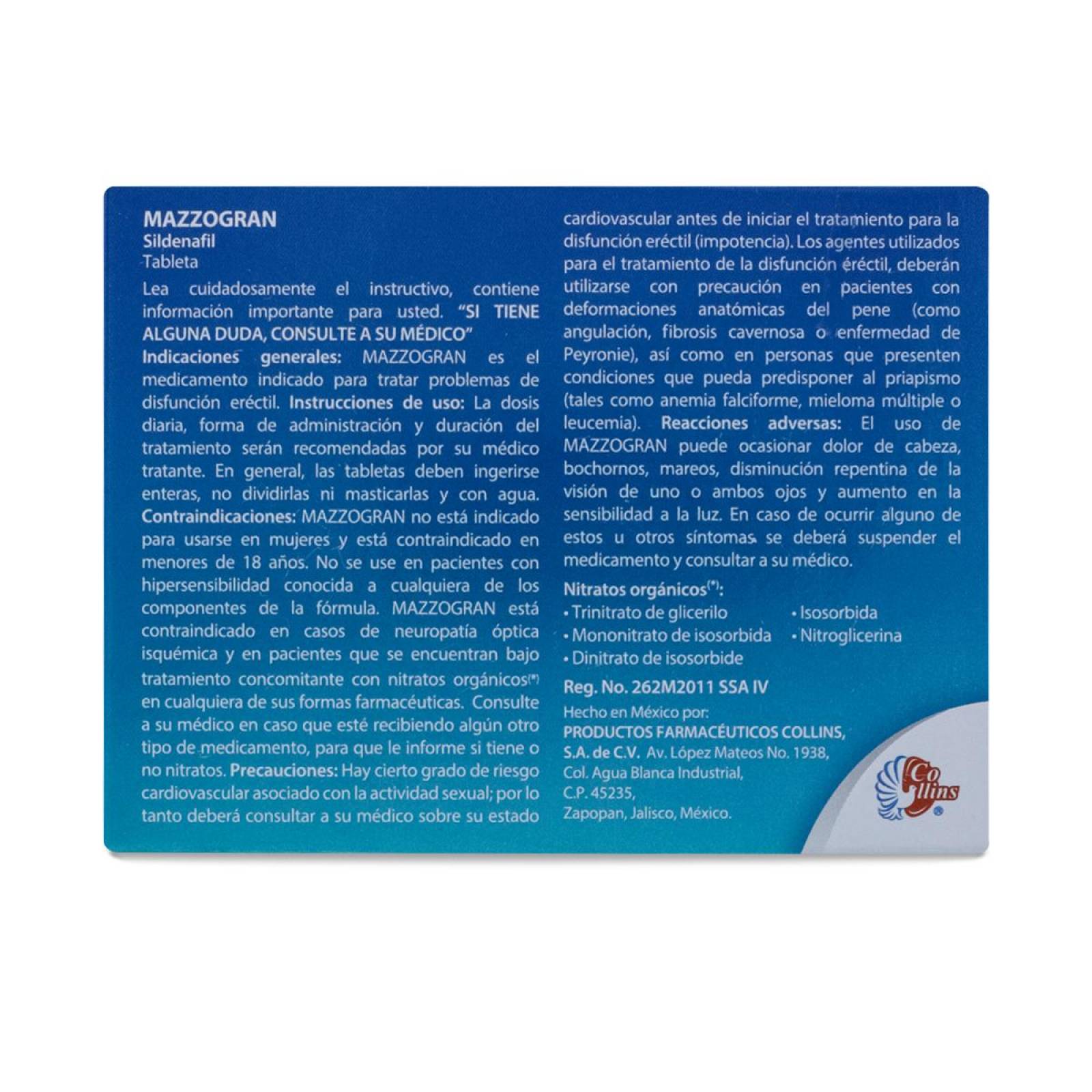 Sildenafil Mazzogran, Caja Con 1 Tableta De 100 Mg