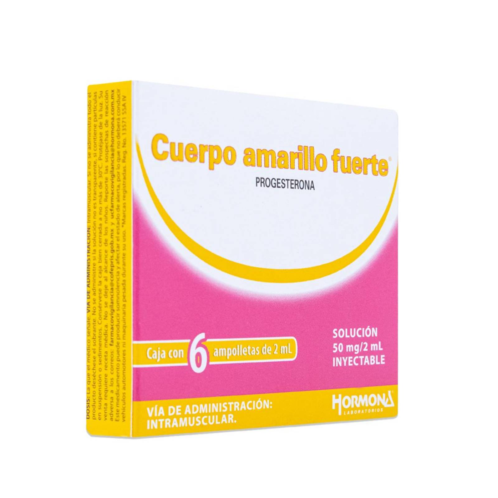 Progesterona Cuerpo Amarillo Fuerte, Caja Con 6 Ampolletas De 2 Ml, Hormona Lab 