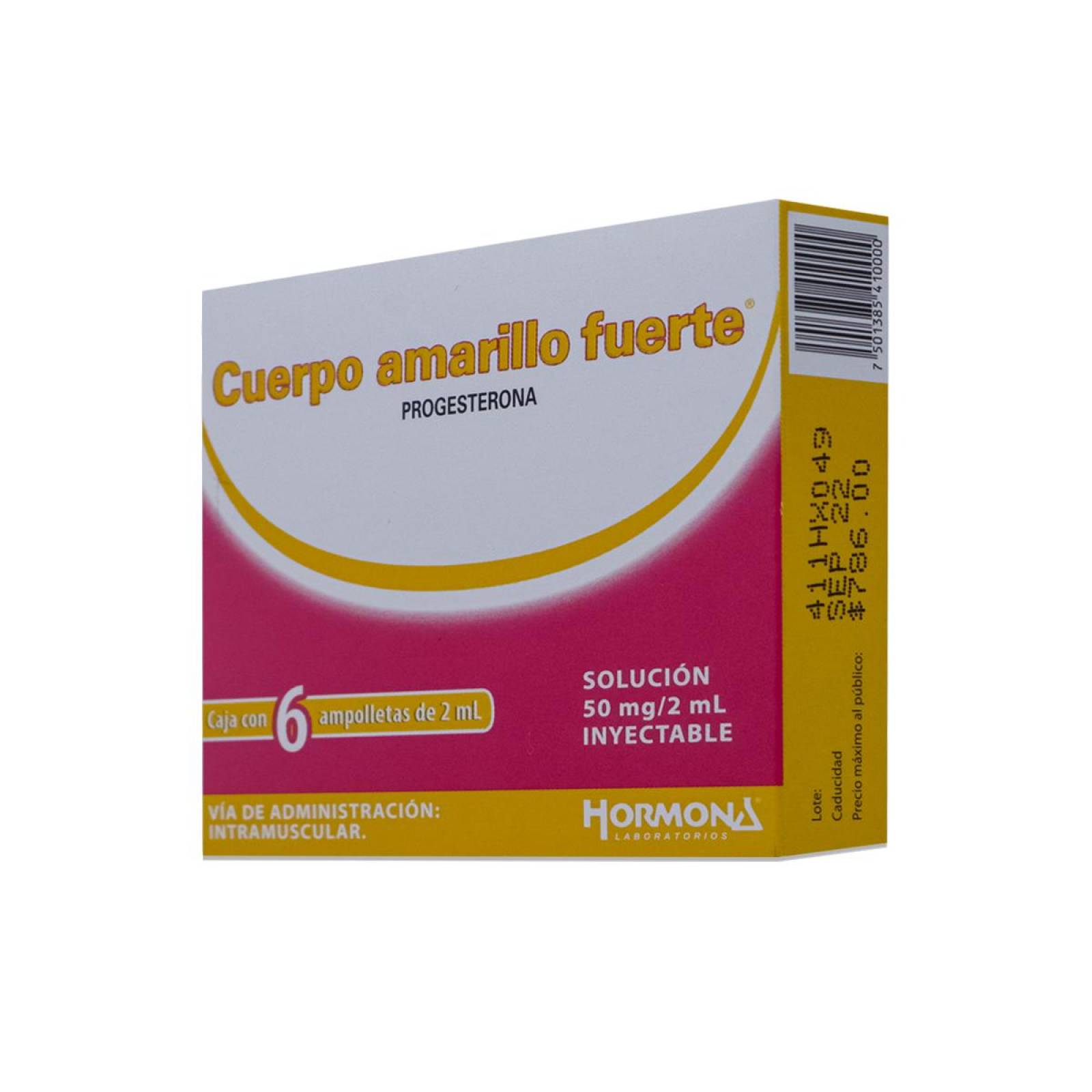 Progesterona Cuerpo Amarillo Fuerte, Caja Con 6 Ampolletas De 2 Ml, Hormona Lab 