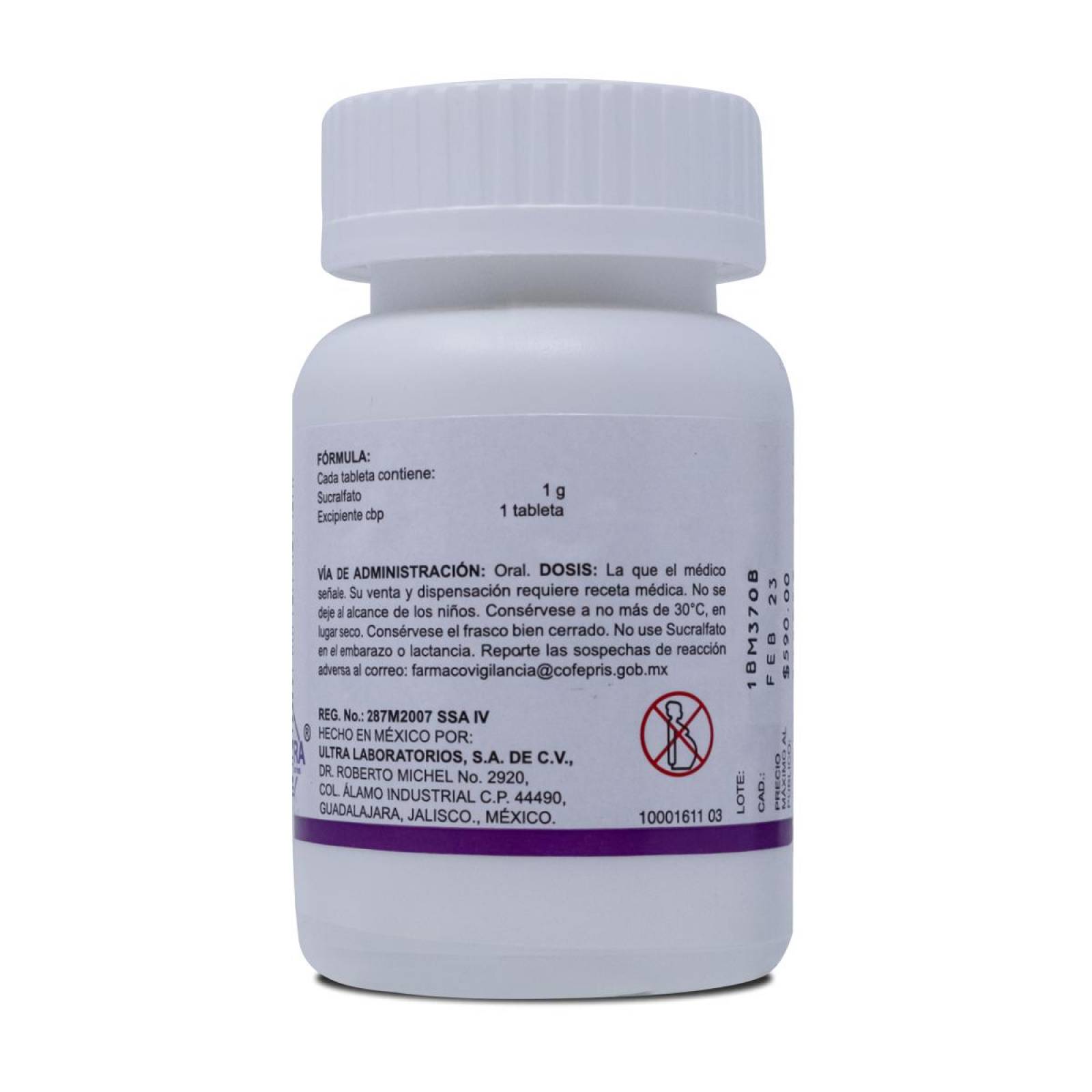 Sucralfato, Frasco Con 40 Tabletas, Ultra 