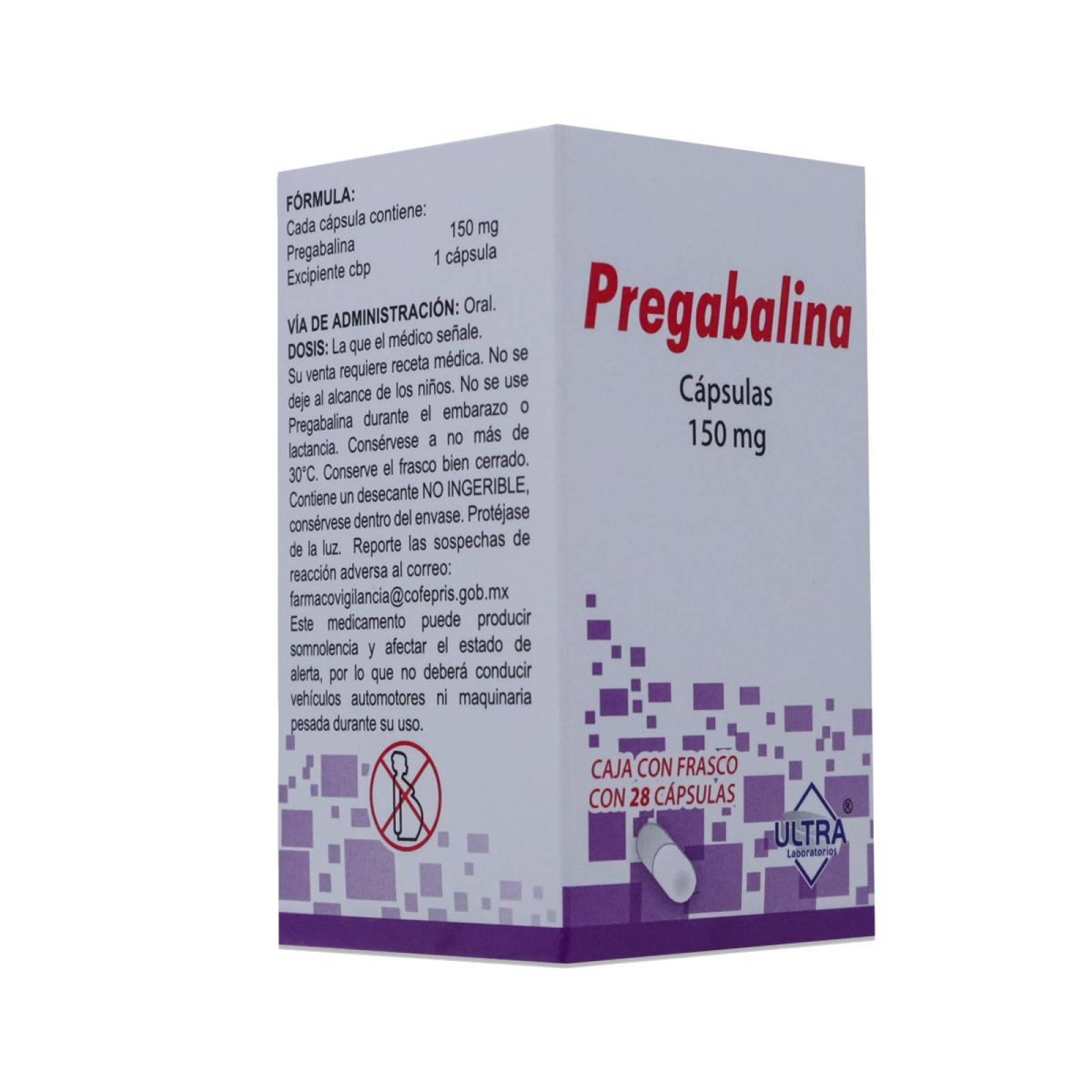 Pregabalina, Frasco Con 28 Capsulas, Ultra 