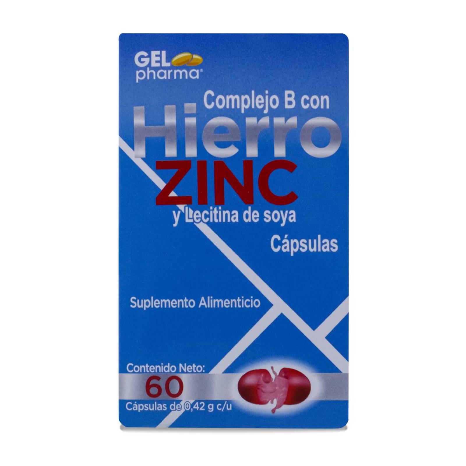 Complejo B Hierro, Zinc Y Lecitina De Soya, 60 Capsulas, Gelpharma 