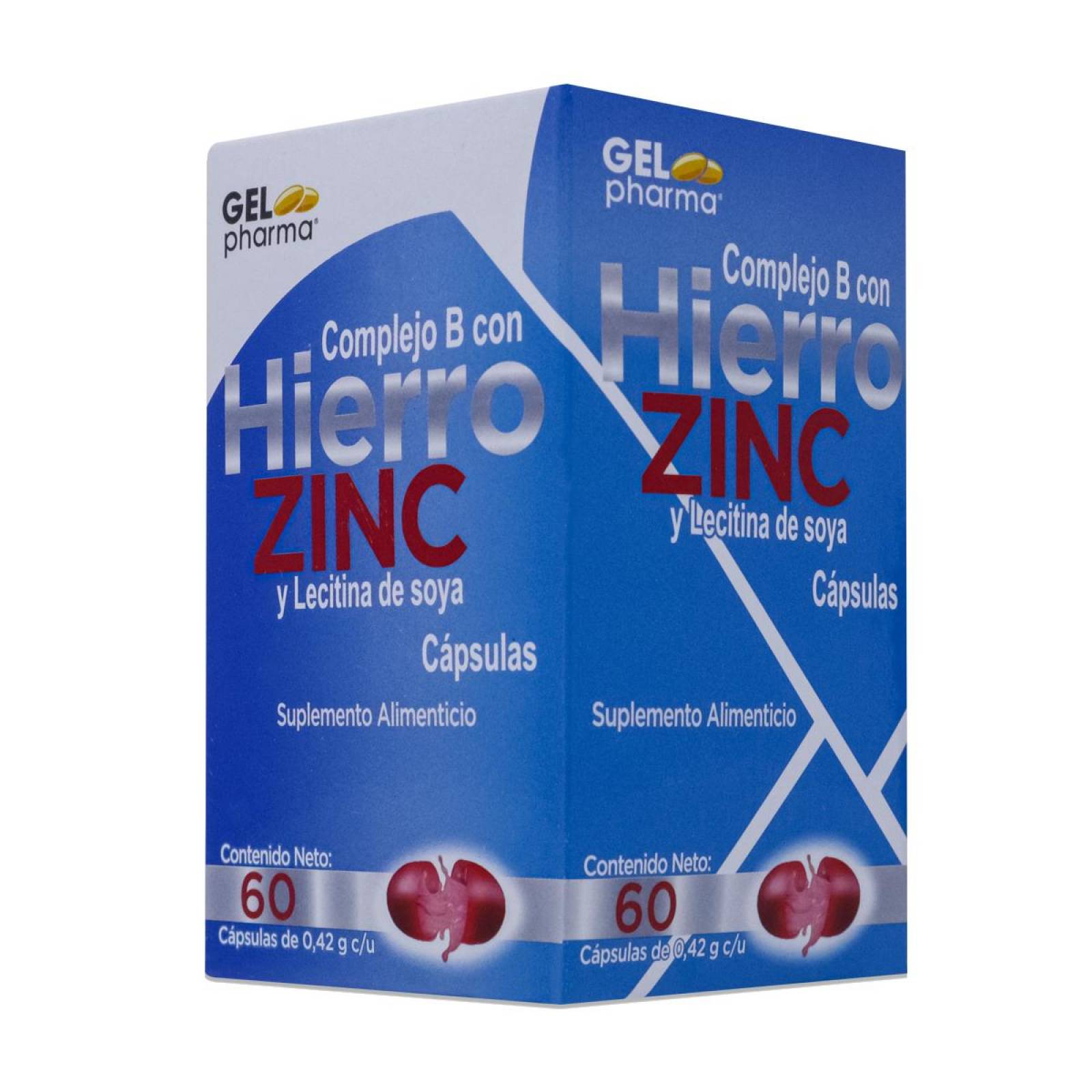 Complejo B Hierro, Zinc Y Lecitina De Soya, 60 Capsulas, Gelpharma 