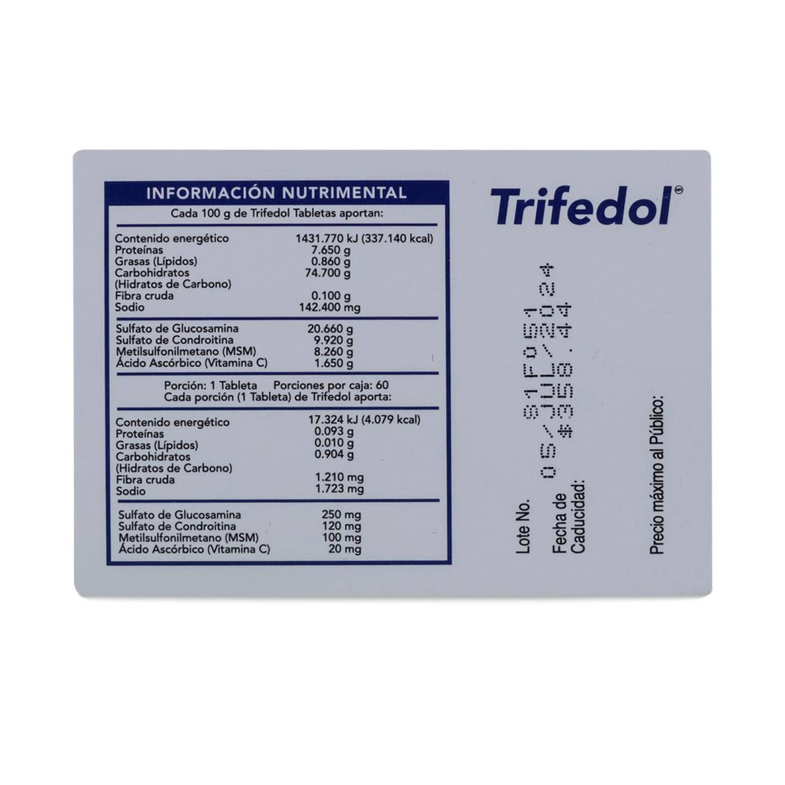 Trifedol Bio Salud Caja Con 60 Tabs