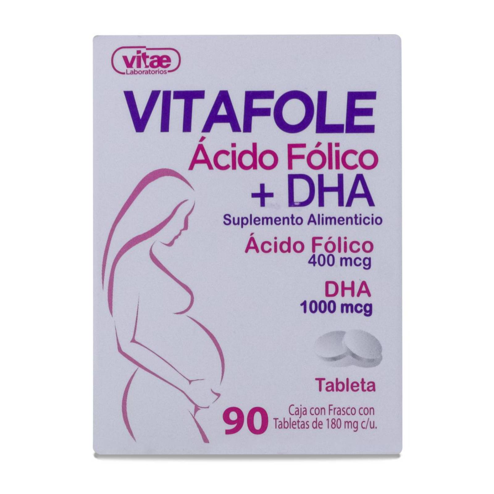 Vitafole Acido Folico + Dha Vitae 90 Tabs De 180 Mg C/U 