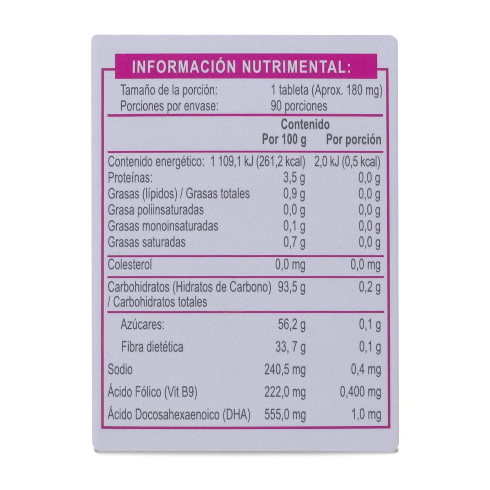 Vitafole Acido Folico + Dha Vitae 90 Tabs De 180 Mg C/U 