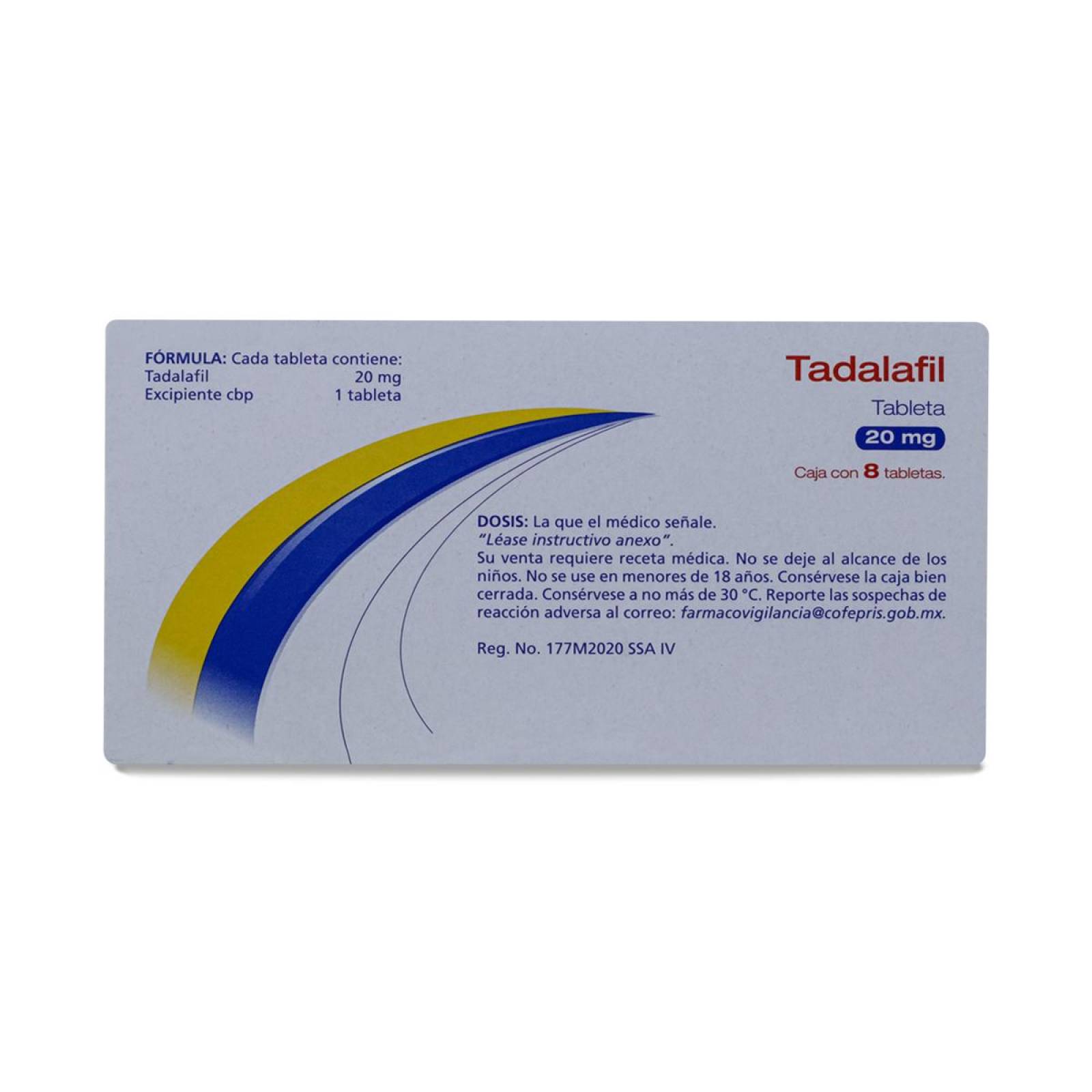 Tadalafil, Caja Con 8 Tabletas De 20 Mg, Alpharma 