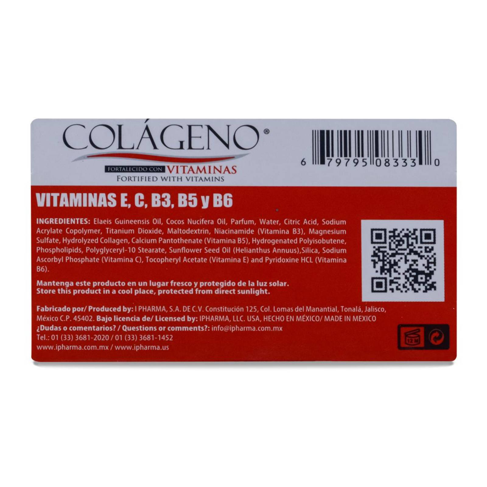 Colageno Fortalecido Con Vitaminas Jabon De Tocador 100 G /3.53 Oz Ipharma Innovacion 