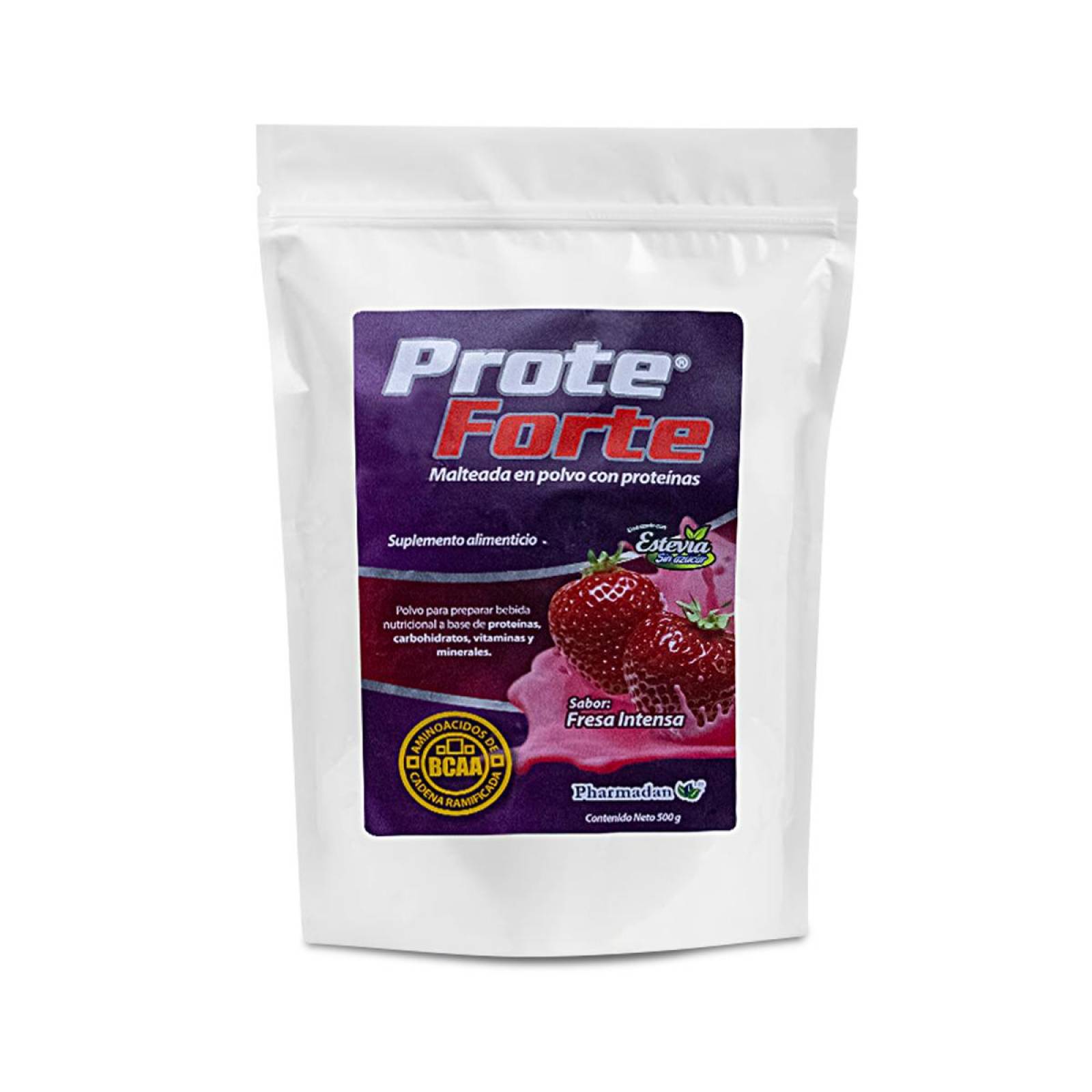 Prote Forte Polvo Sabor Fresa Bolsa 500 G, Pharmadan 