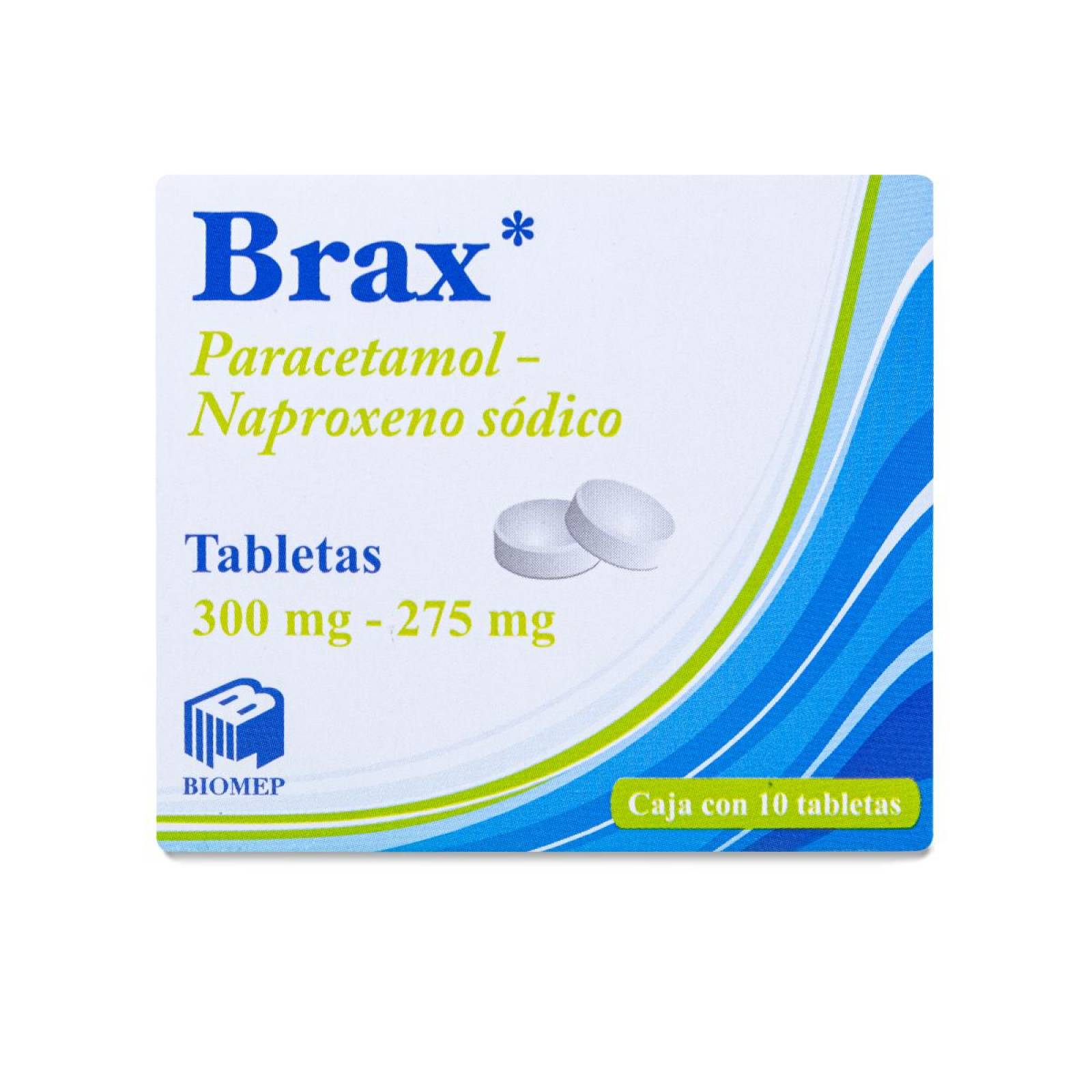 Brax Paracetamol - Naproxeno Sodico Caja Con 10 Tabs 200 Mg/275Mg Biomep 