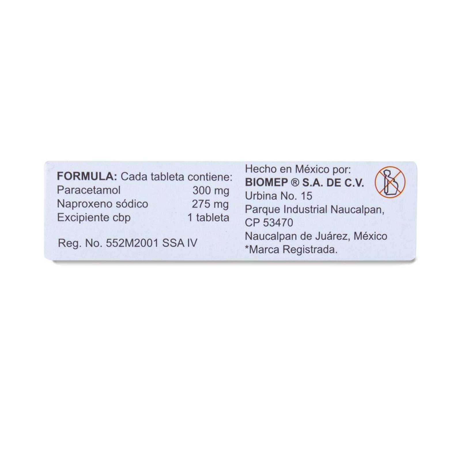 Brax Paracetamol - Naproxeno Sodico Caja Con 10 Tabs 200 Mg/275Mg Biomep 