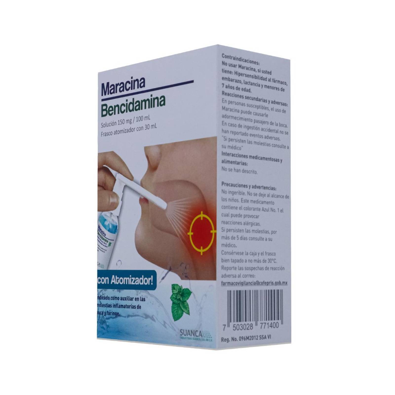 Maracina Bencidamina, Frasco Atomizador Con 30 Ml, Suanca