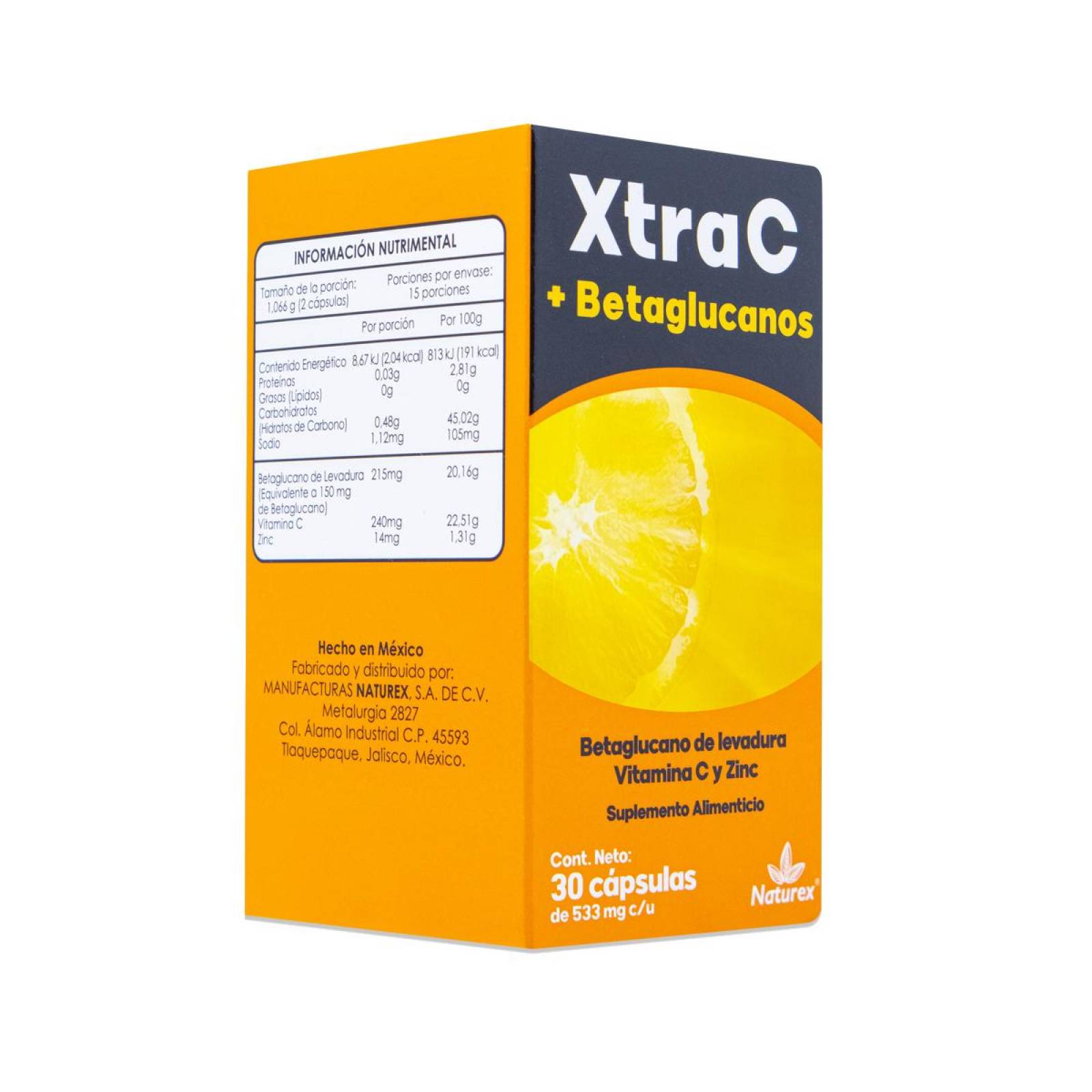 Multivitamínico Naturex Xtra C + Betaglucanos 30 Caps De 533 Mg C/U 