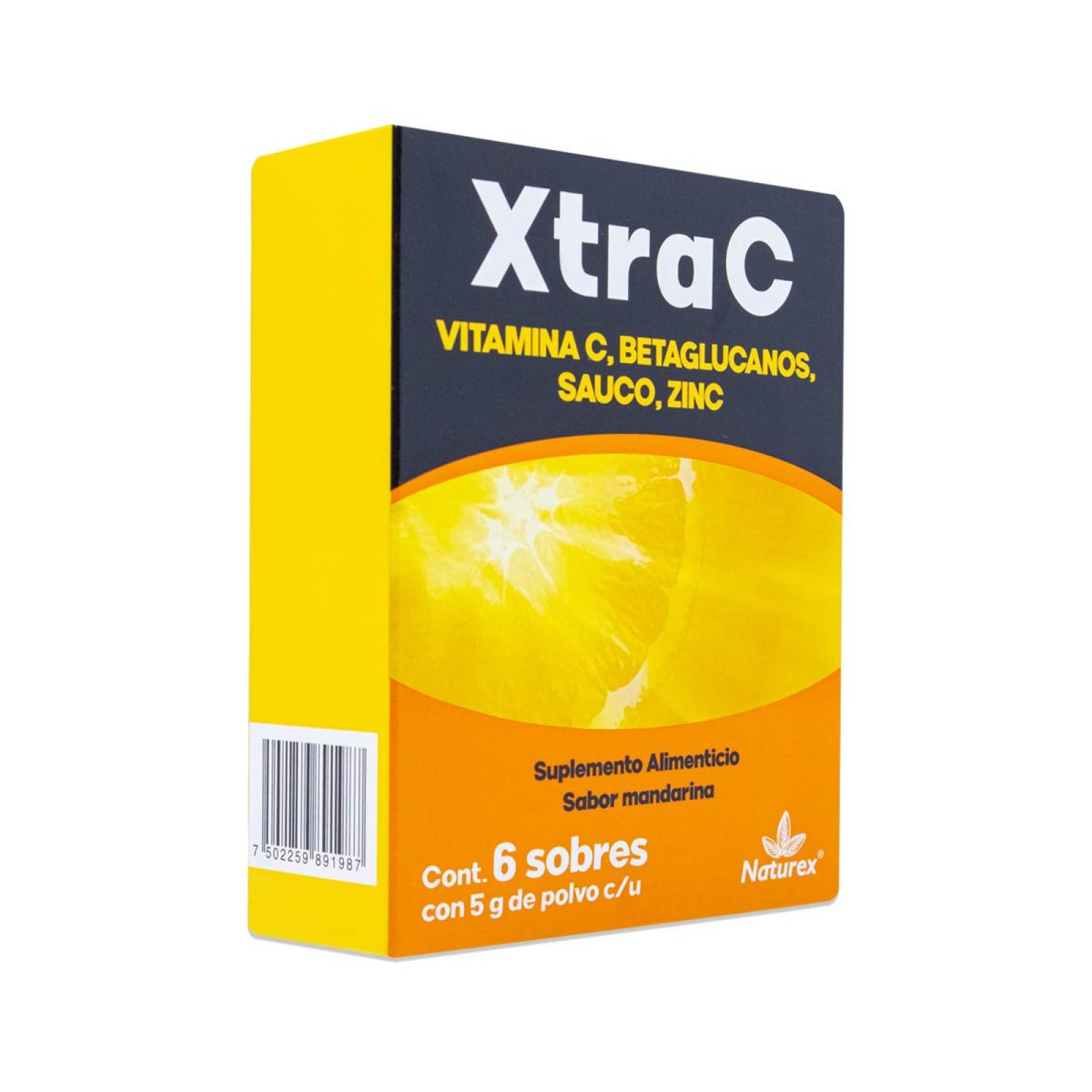 Multivitamínico Naturex Xtra C Vitamina C 6 Sobres Sabor Mandarina, 