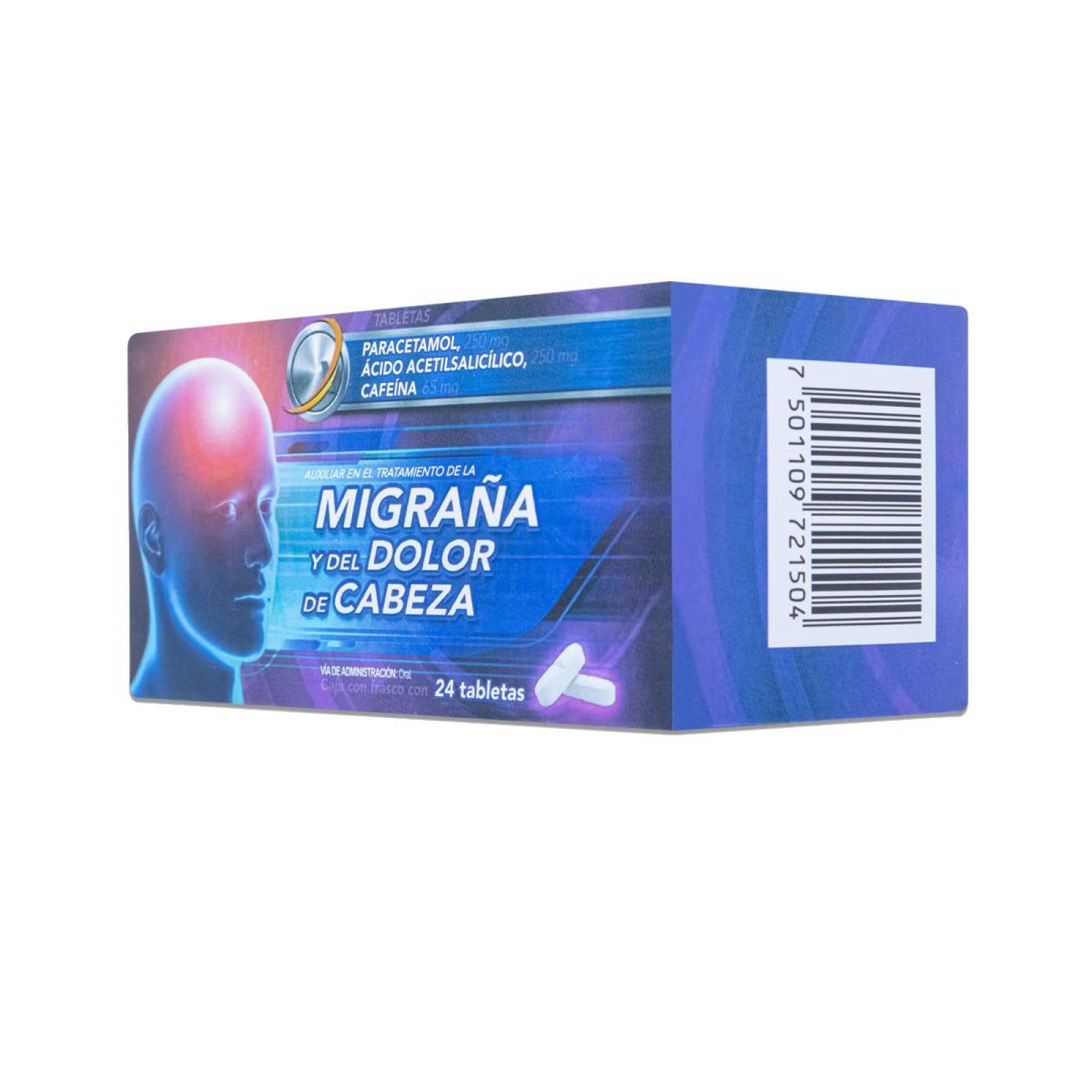 Paracetamol, Acido Acetilsalicilico, Cafeina Frasco Con 24 Tabs, Perrigo