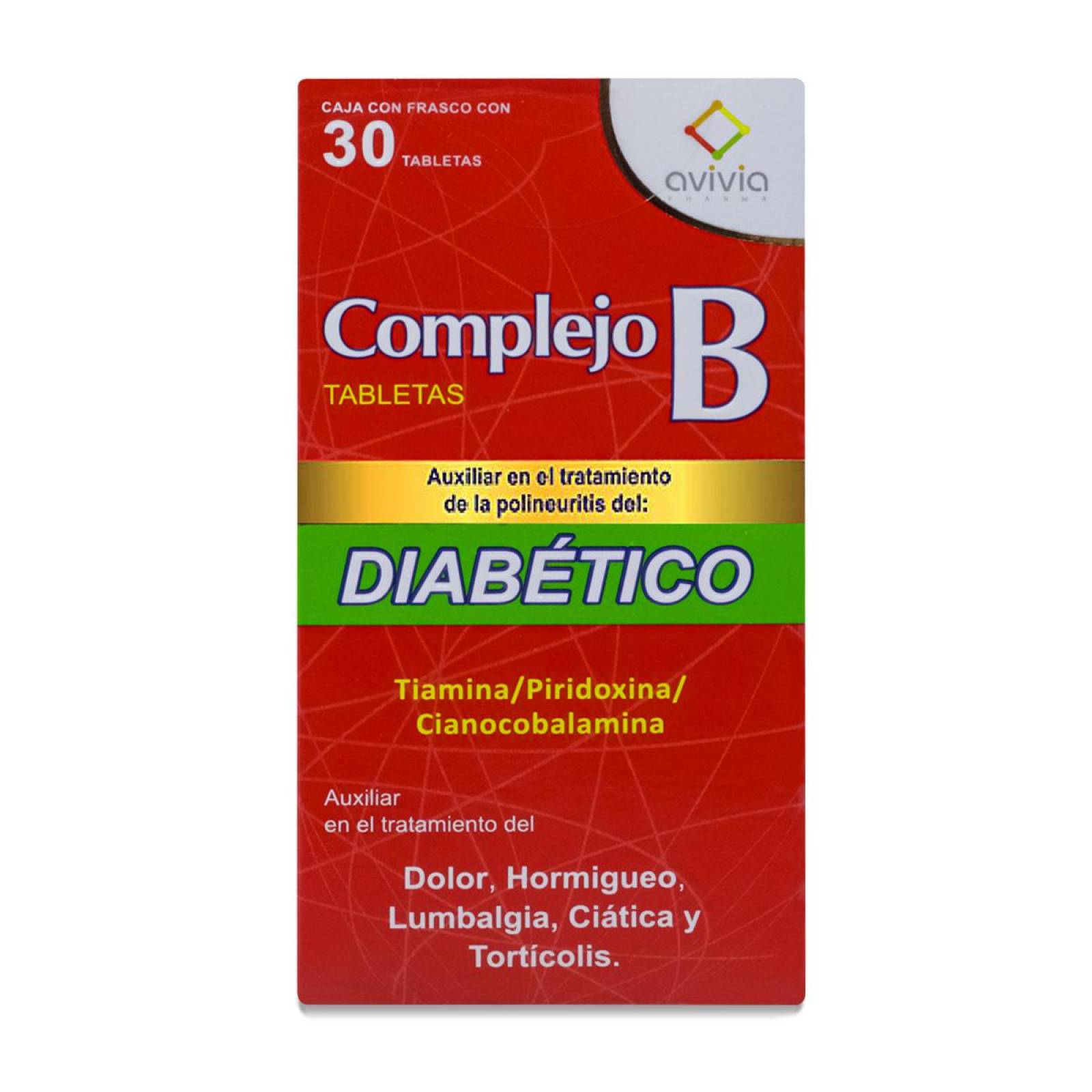 Complejo B Diabetico, Caja Con 30 Capsulas, Avivia 