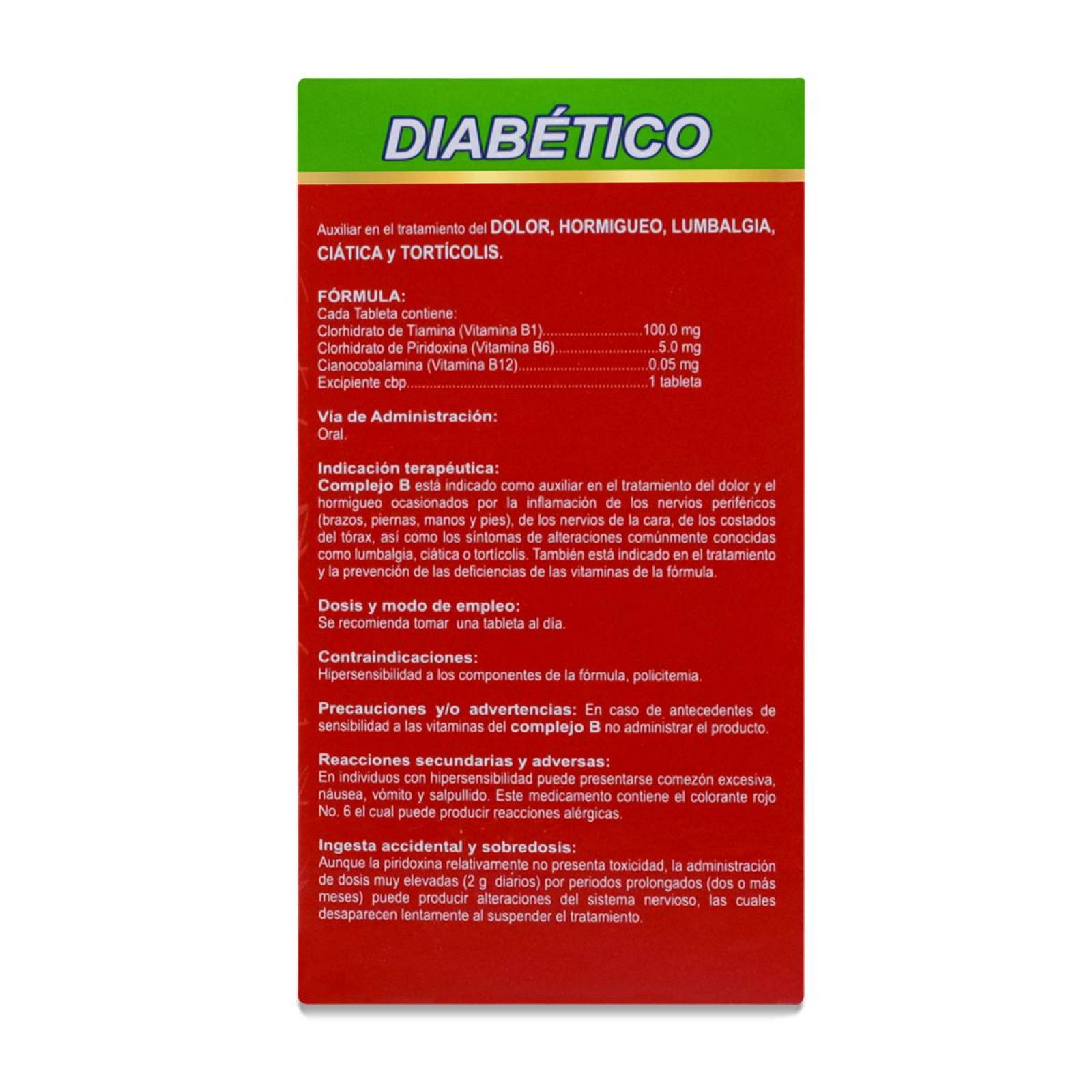 Complejo B Diabetico, Caja Con 30 Capsulas, Avivia 