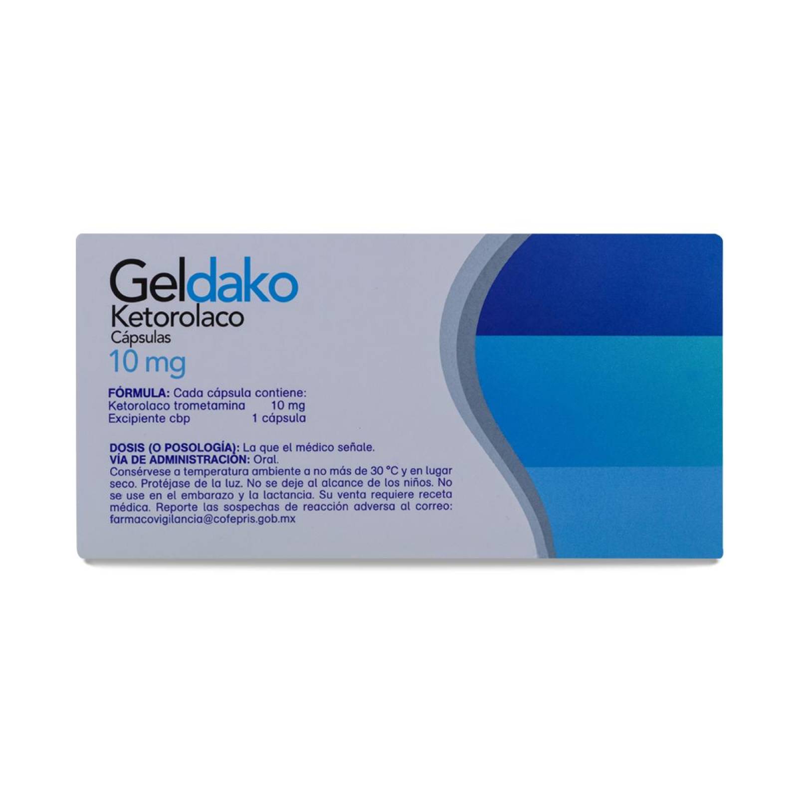 Geldako Ketorolaco, Caja Con 10 Caps, Gelpharma 