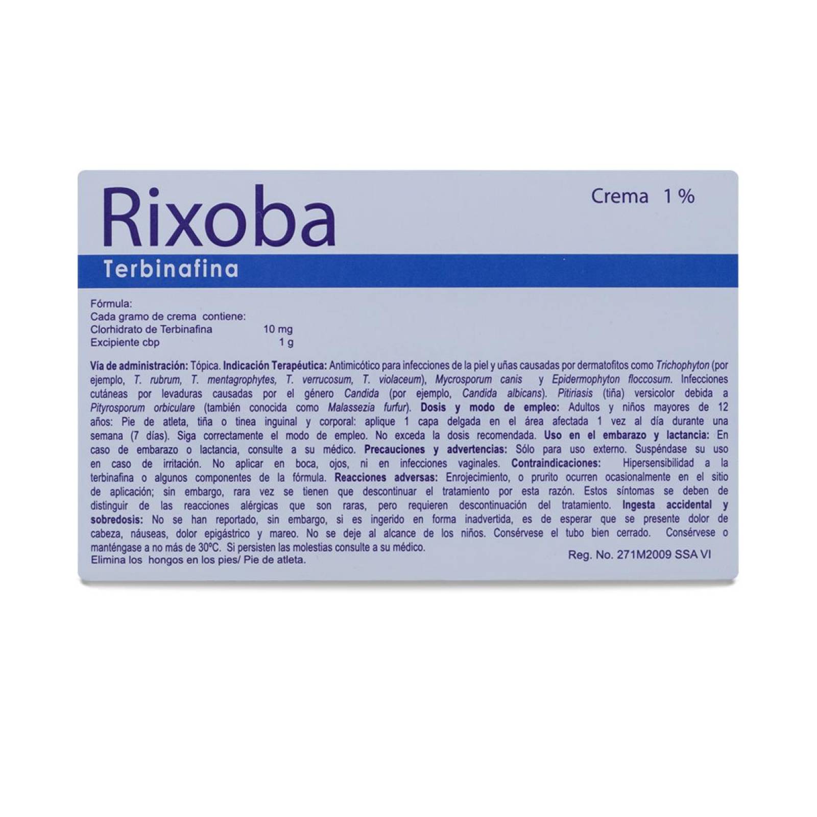 Rixoba Terbinafina, Crema Topica, Tubo Con 15 G, Sons
